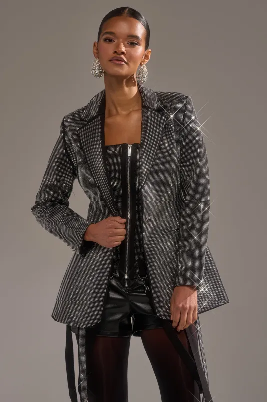 MORE CHAMPAGNE PLEASE BACKLESS RHINESTONE BLAZER sold by AKIRA
