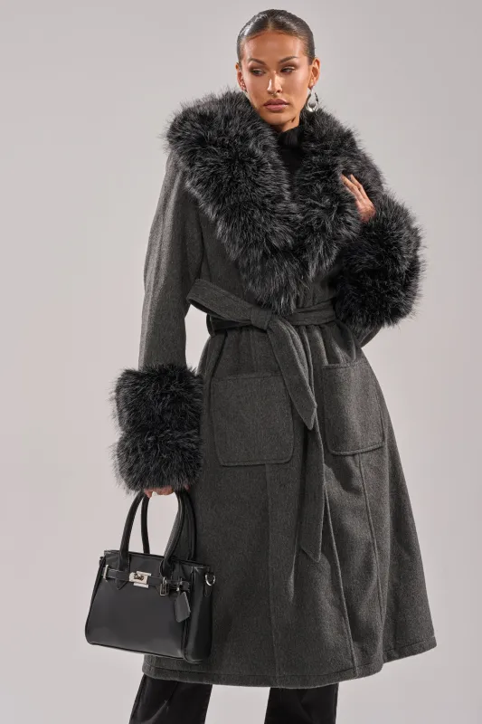HARMONY FUR TRIM TRENCH sold by AKIRA