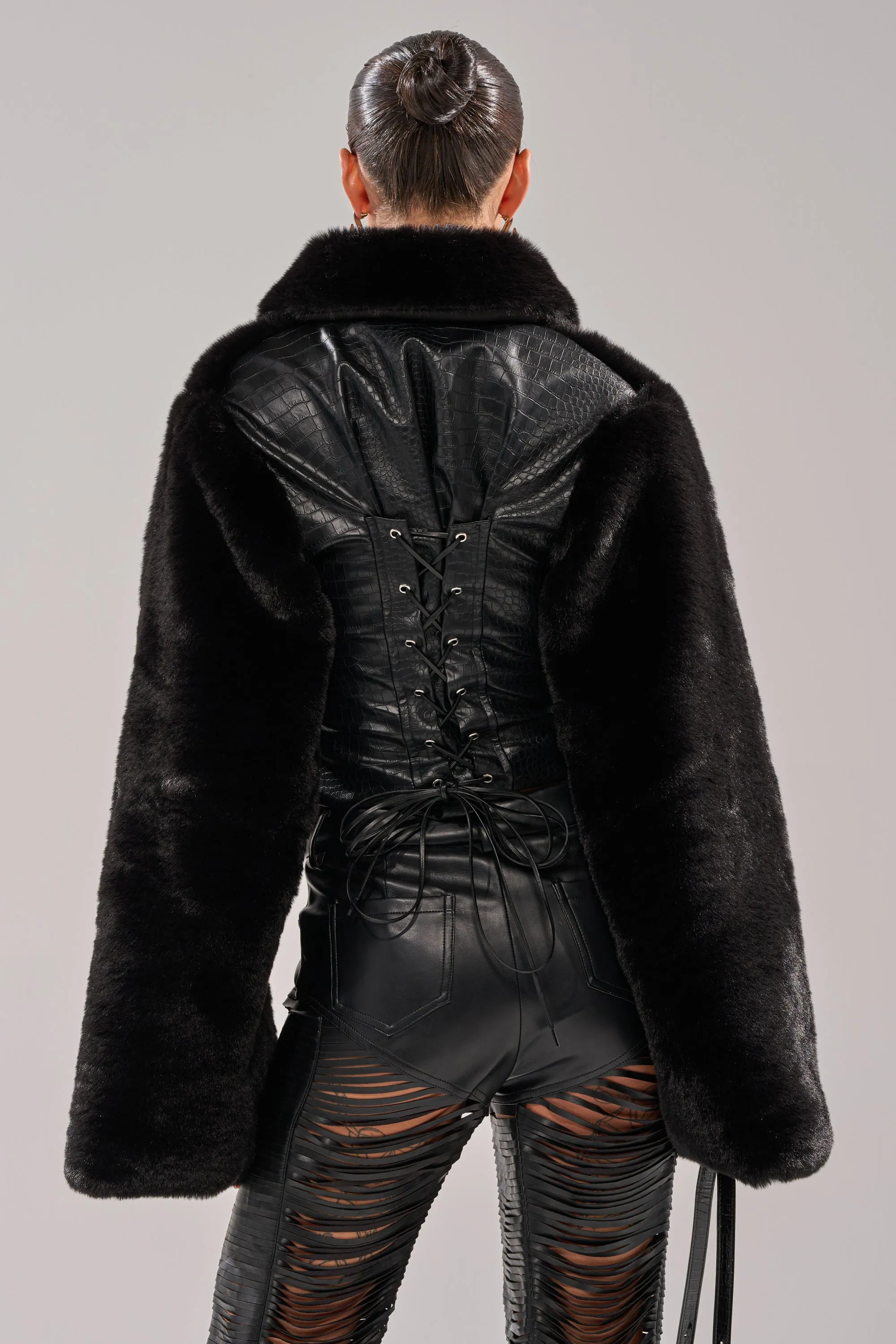 SHORTY CORSETED FAUX FUR sold by AKIRA product image thumbnail 5