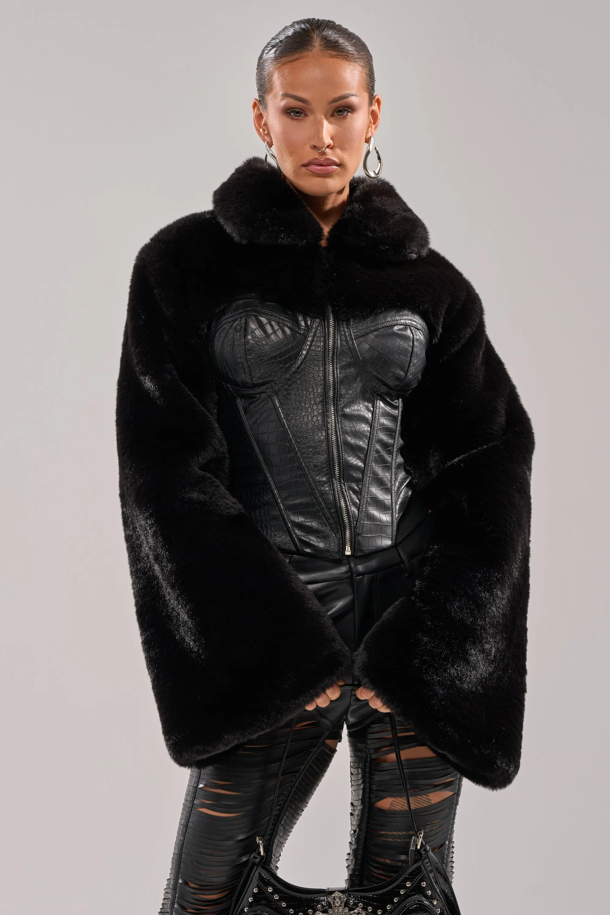 SHORTY CORSETED FAUX FUR sold by AKIRA product image thumbnail 2