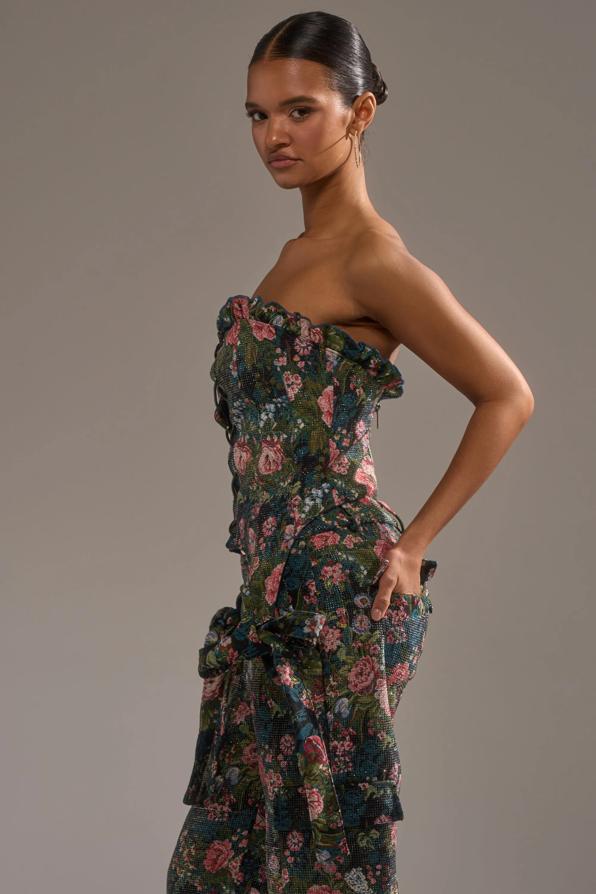 I WANT YOU FLORAL RHINESTONE CORSET sold by AKIRA product image thumbnail 3