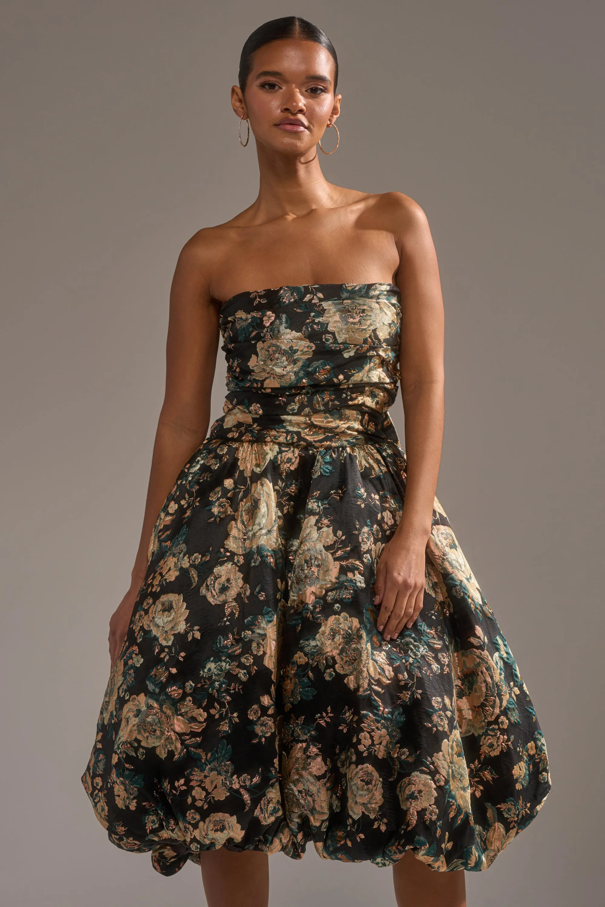 DRESSED TO IMPRESS BROCADE MIDI DRESS sold by AKIRA product image thumbnail 2