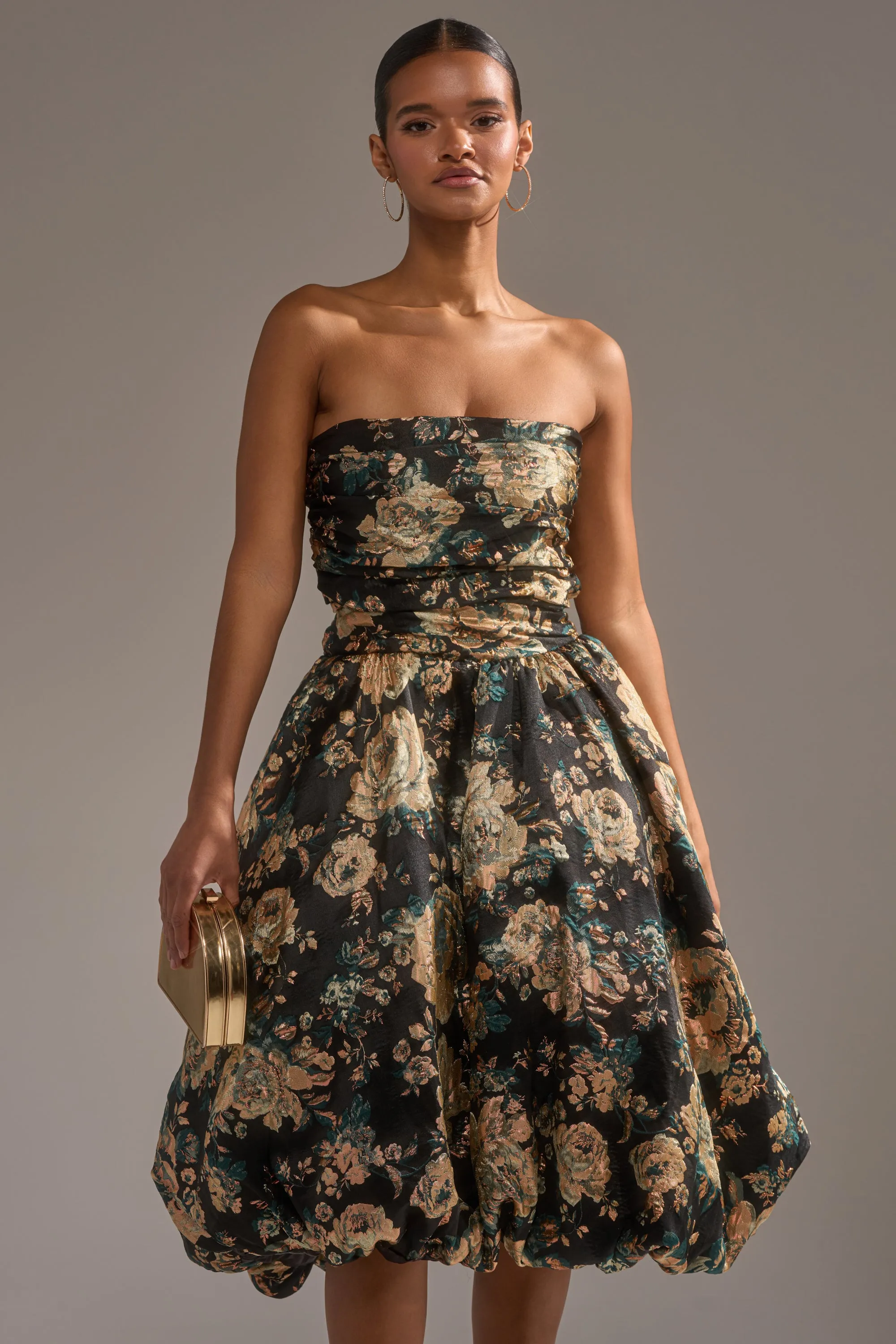 DRESSED TO IMPRESS BROCADE MIDI DRESS sold by AKIRA product image thumbnail 3