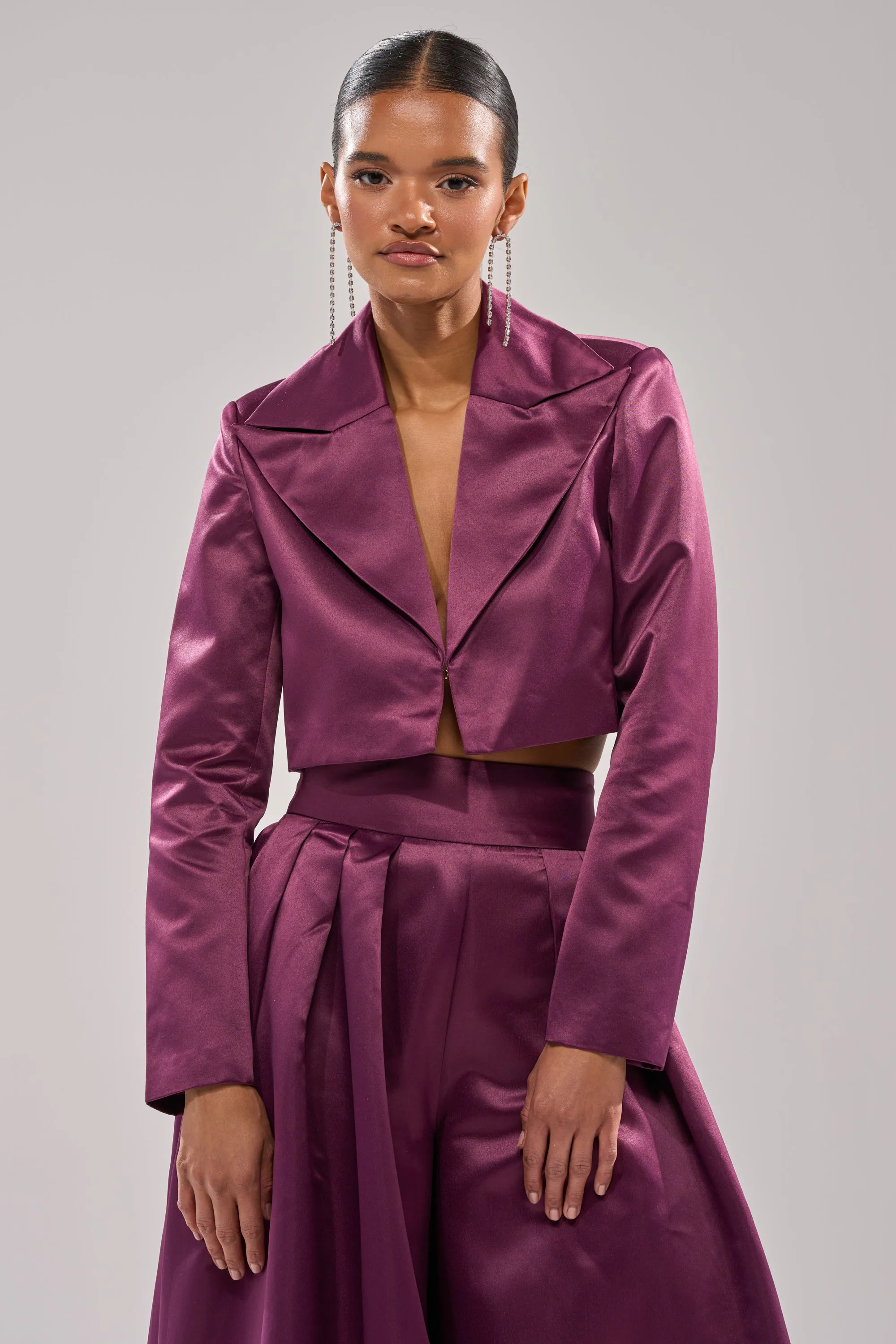 ON AND ON CROPPED SATIN BLAZER sold by AKIRA product image thumbnail 2