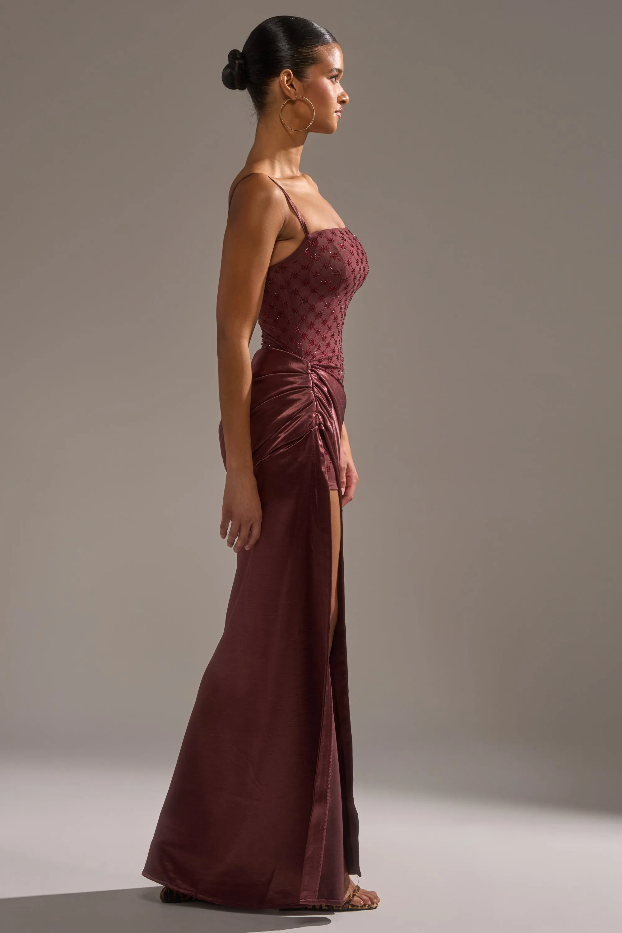 RUNAWAY SATIN MESH MAXI DRESS sold by AKIRA product image thumbnail 5