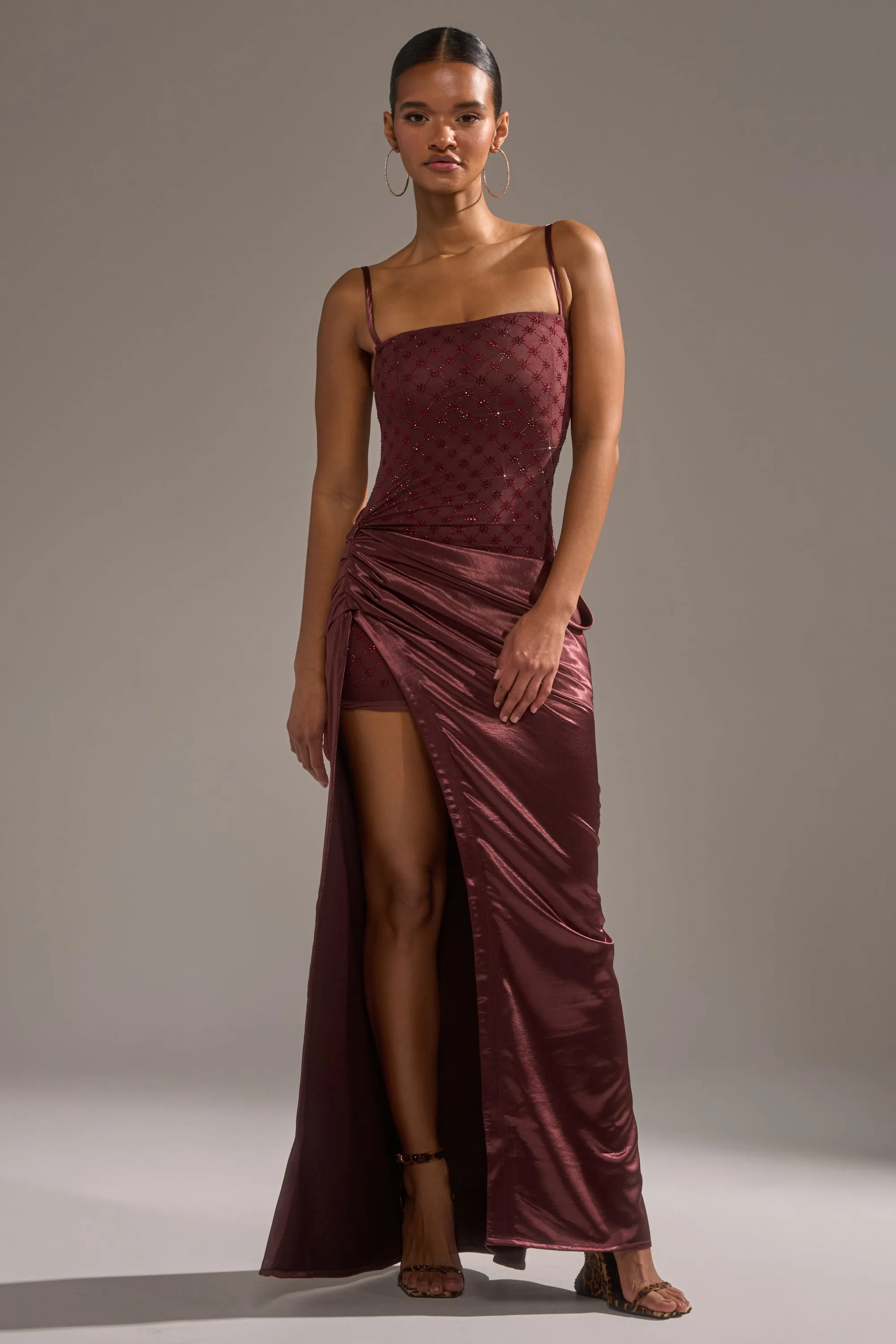 RUNAWAY SATIN MESH MAXI DRESS sold by AKIRA product image thumbnail 2