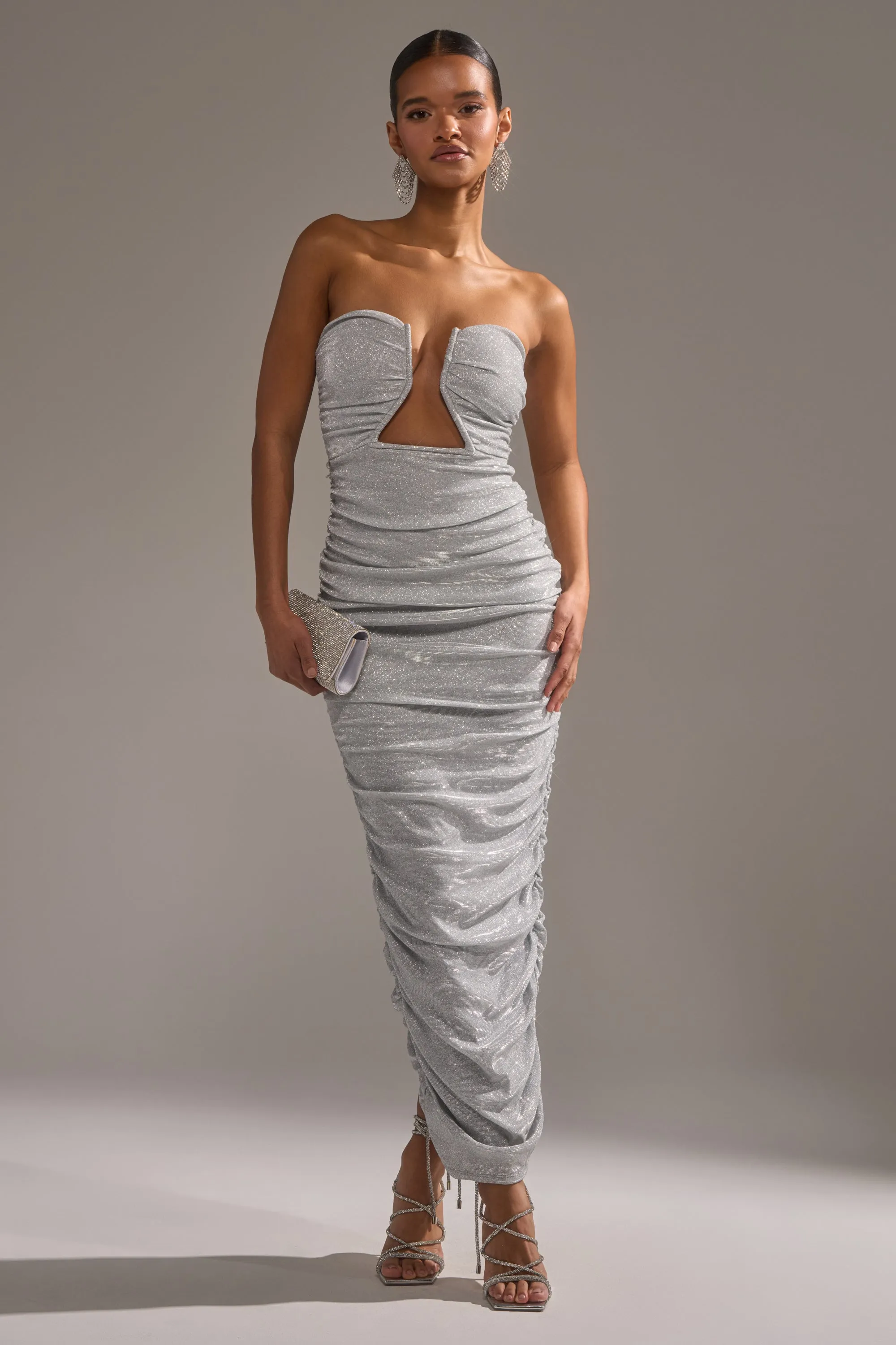 CANT GET ENOUGH SLINKY RUCHED MAXI DRESS sold by AKIRA