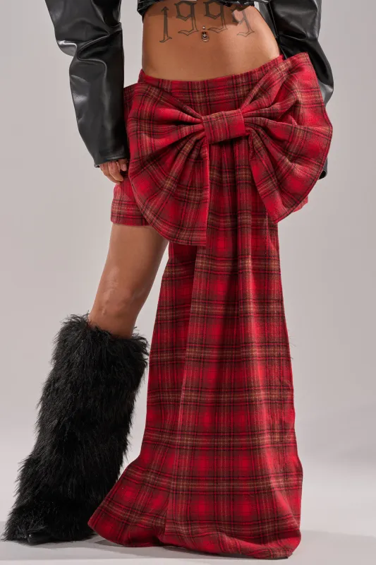 LOVELY DAYS PLAID BOW MINI SKIRT sold by AKIRA