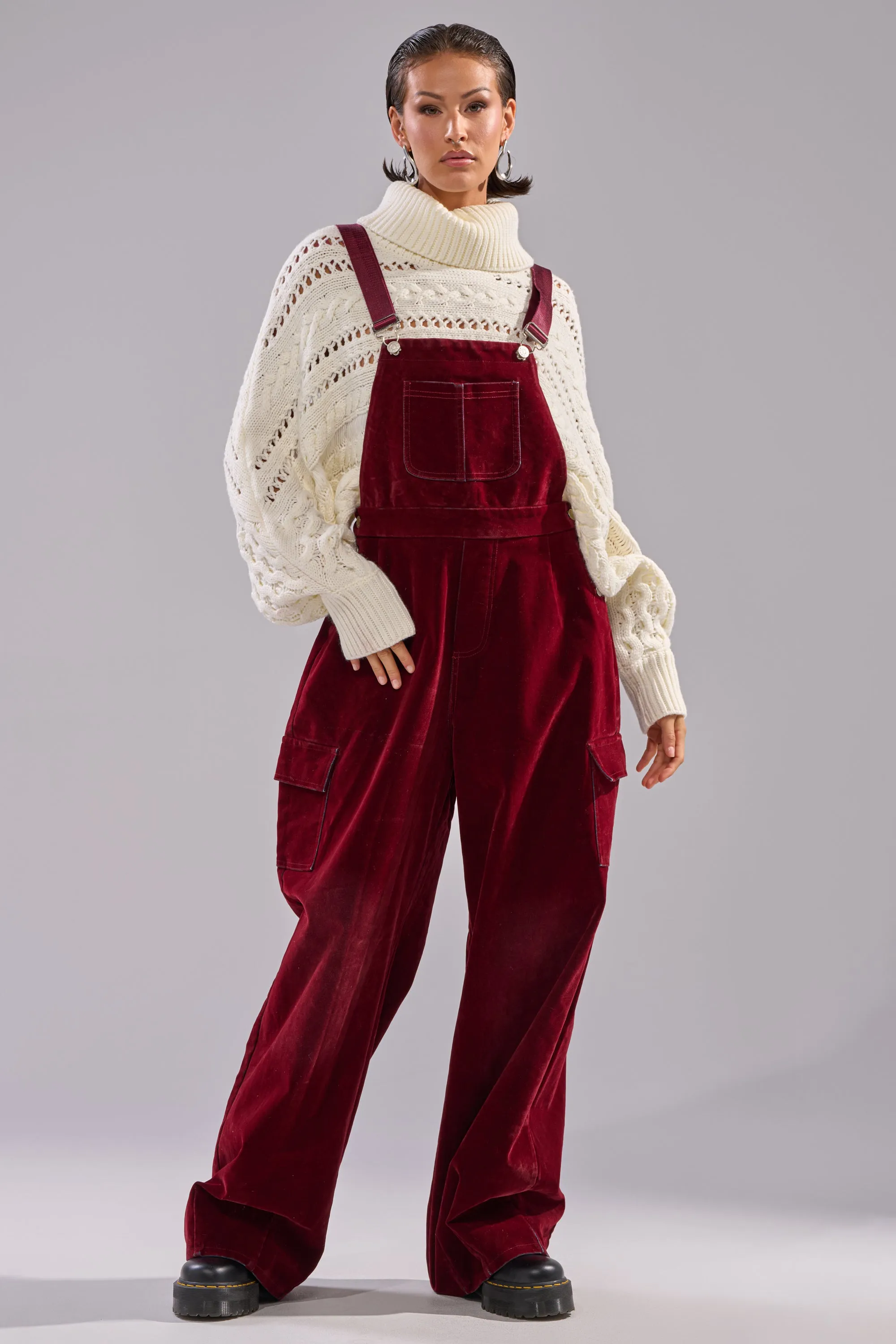 IT'S GIVING VINTAGE VELVET DENIM OVERALLS sold by AKIRA product image thumbnail 2
