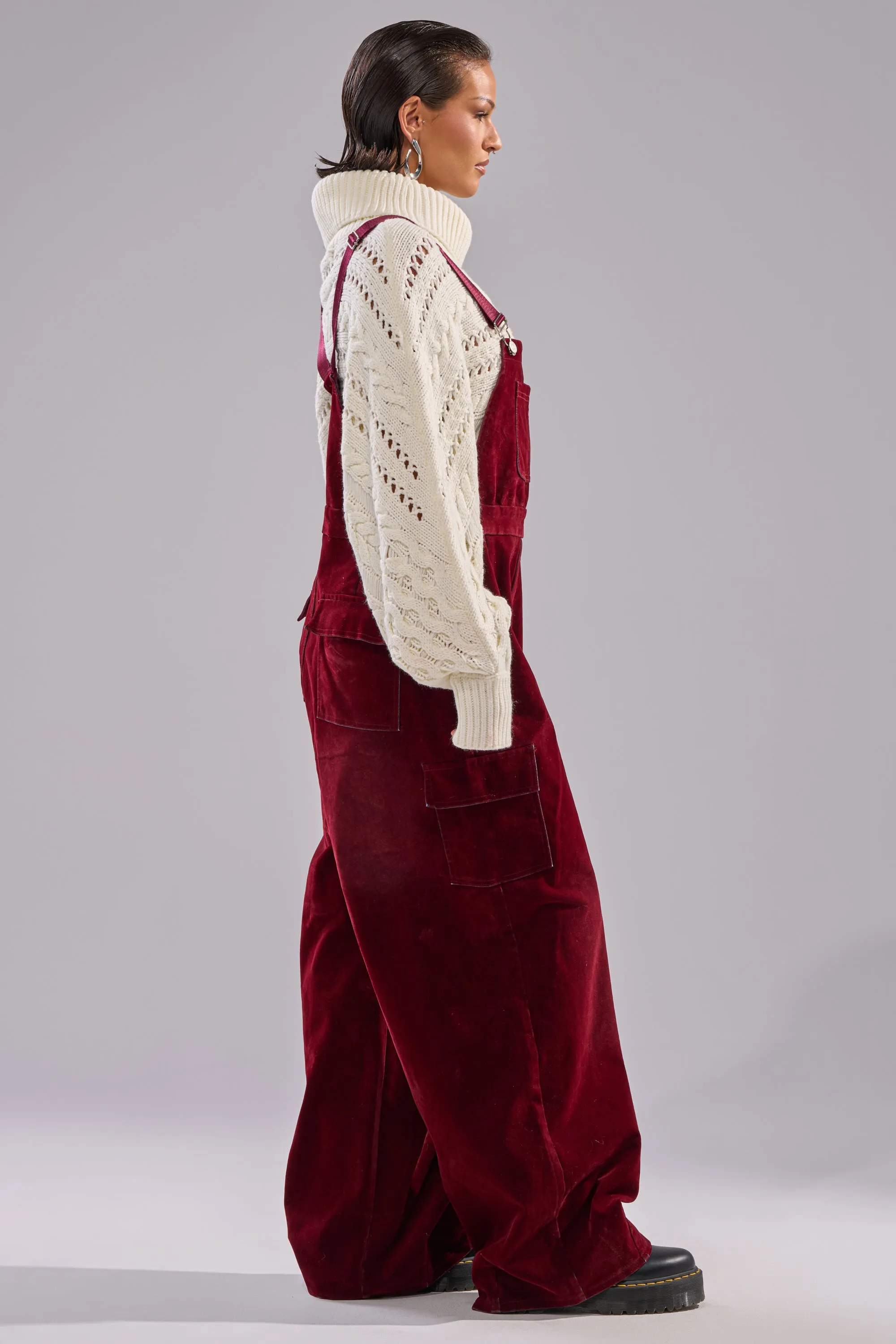 IT'S GIVING VINTAGE VELVET DENIM OVERALLS sold by AKIRA product image thumbnail 3