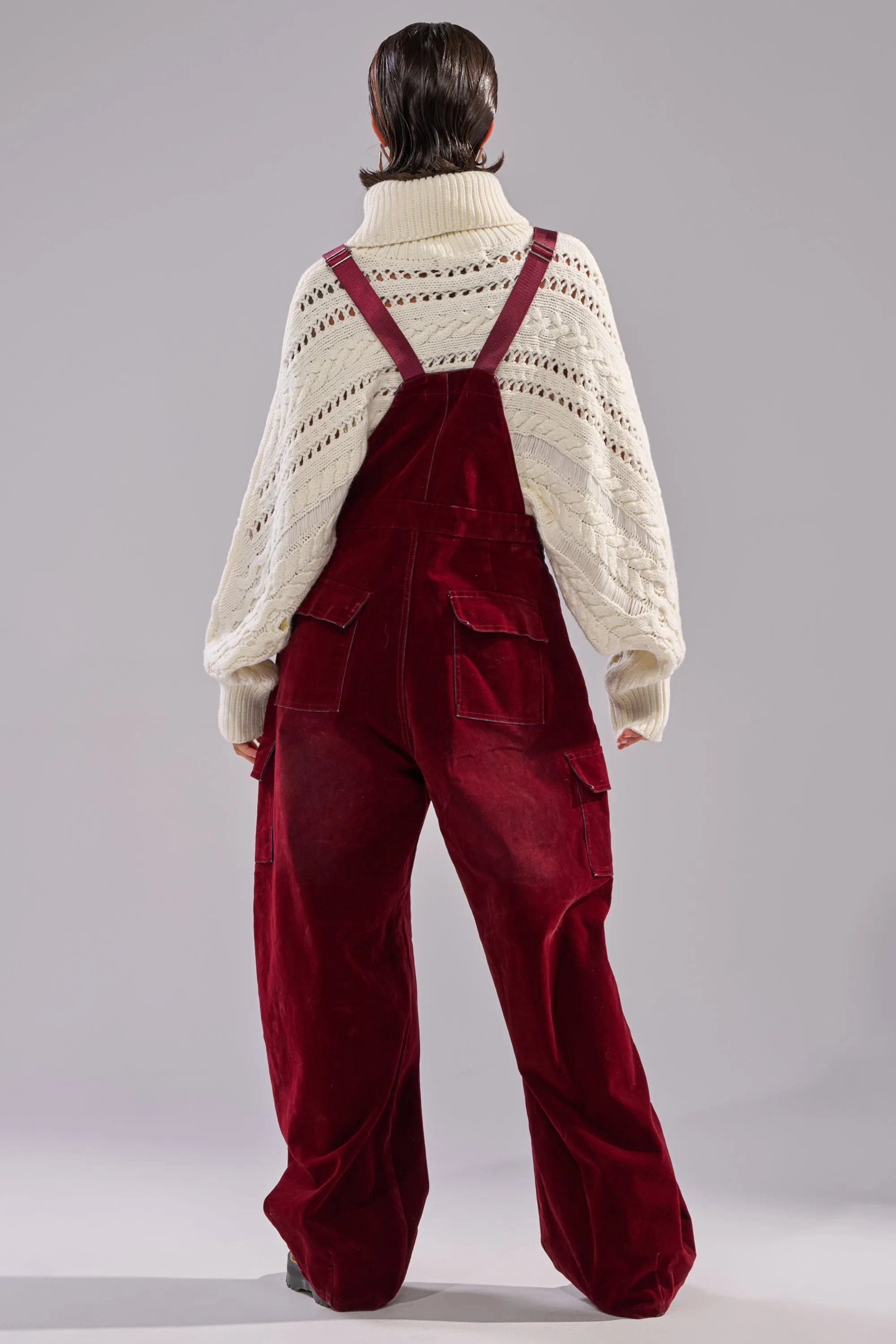 IT'S GIVING VINTAGE VELVET DENIM OVERALLS sold by AKIRA product image thumbnail 4