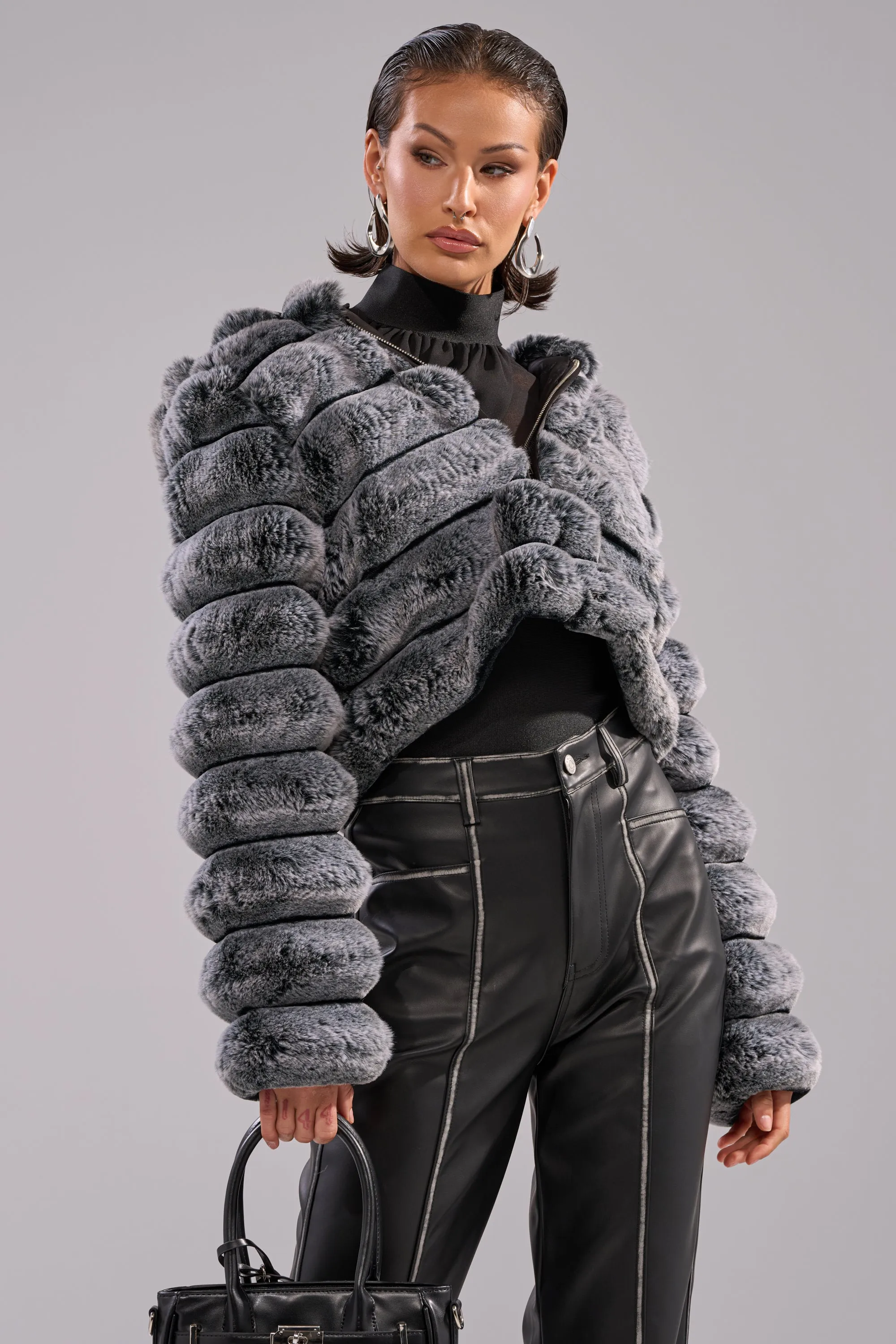 POPCORN FAUX FUR IN GREY sold by AKIRA product image thumbnail 3