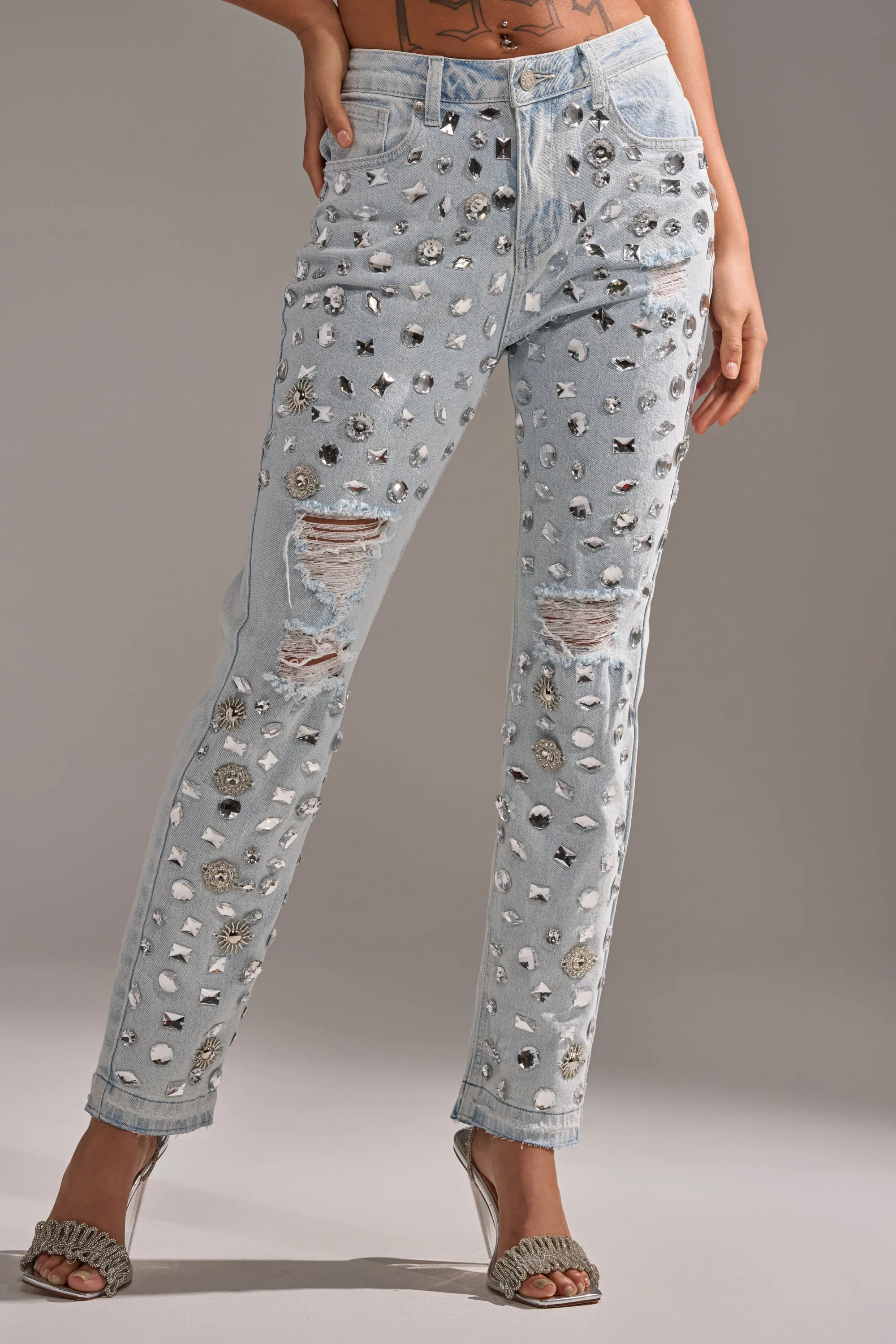 DAMN GIRL EMBELLISHED SKINNY DENIM sold by AKIRA product image thumbnail 2