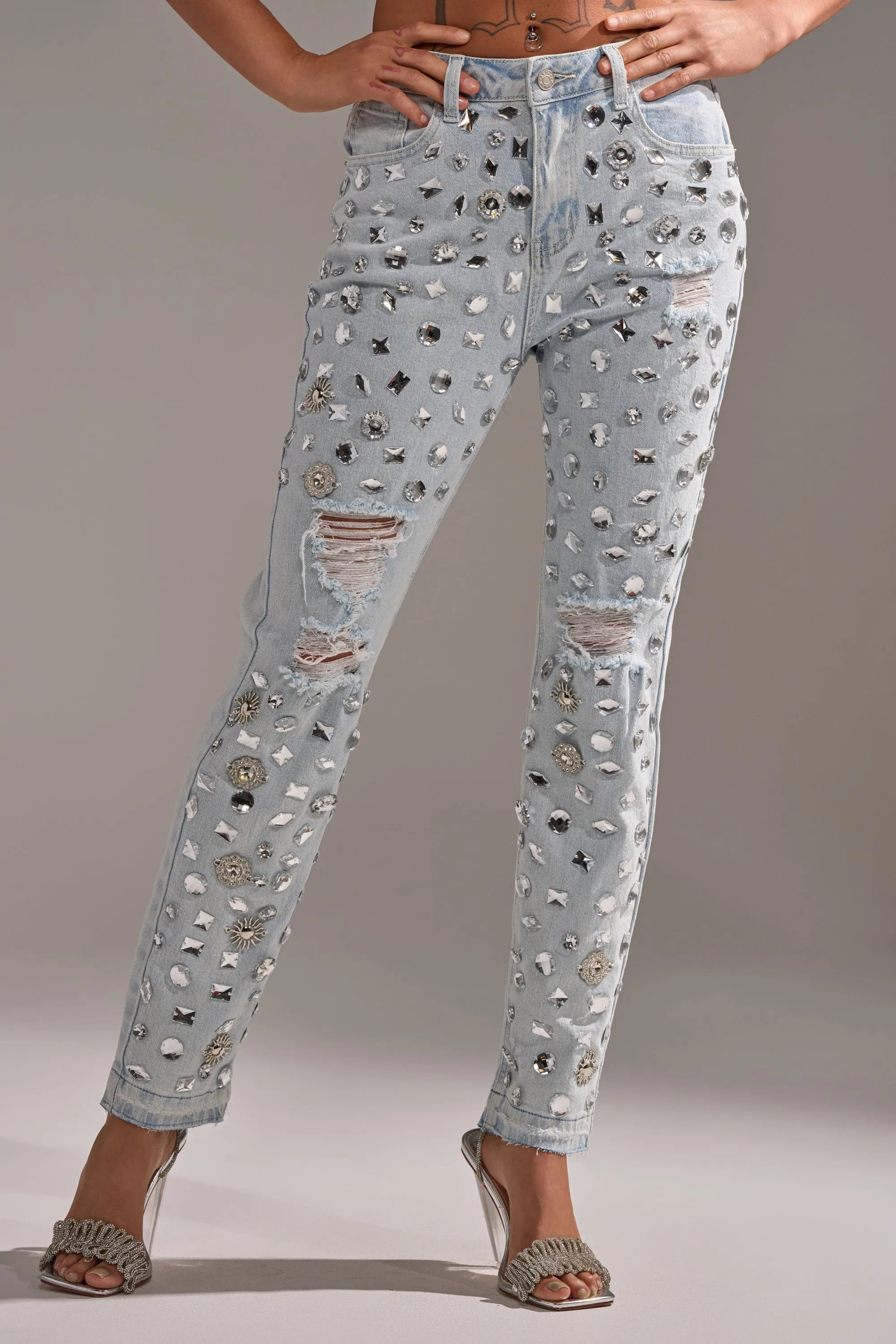 DAMN GIRL EMBELLISHED SKINNY DENIM sold by AKIRA product image thumbnail 3