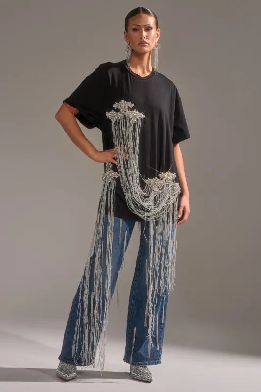 SPARKLING OVERSIZED TEE sold by AKIRA