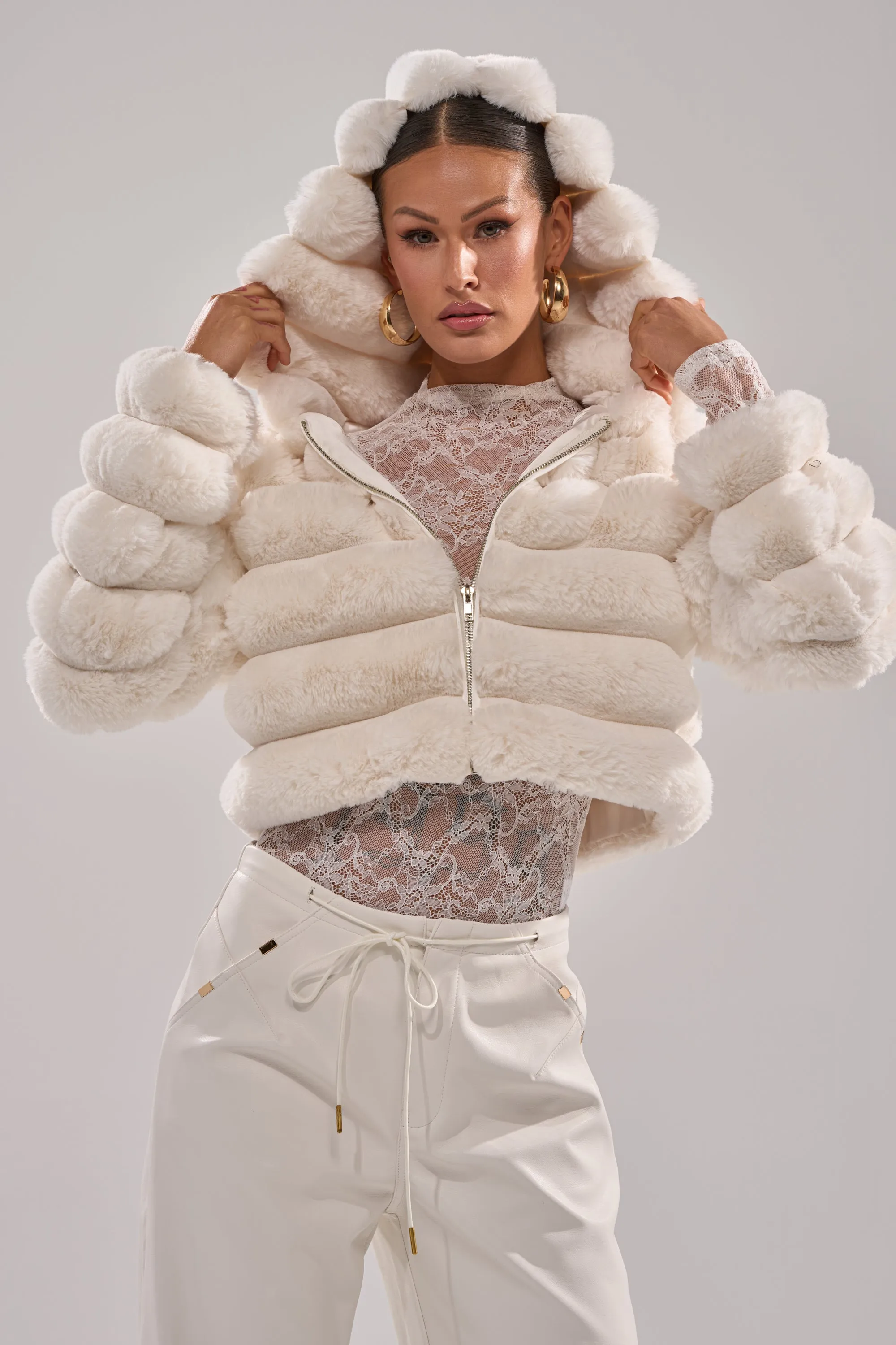 POPCORN FAUX FUR IN WHITE sold by AKIRA