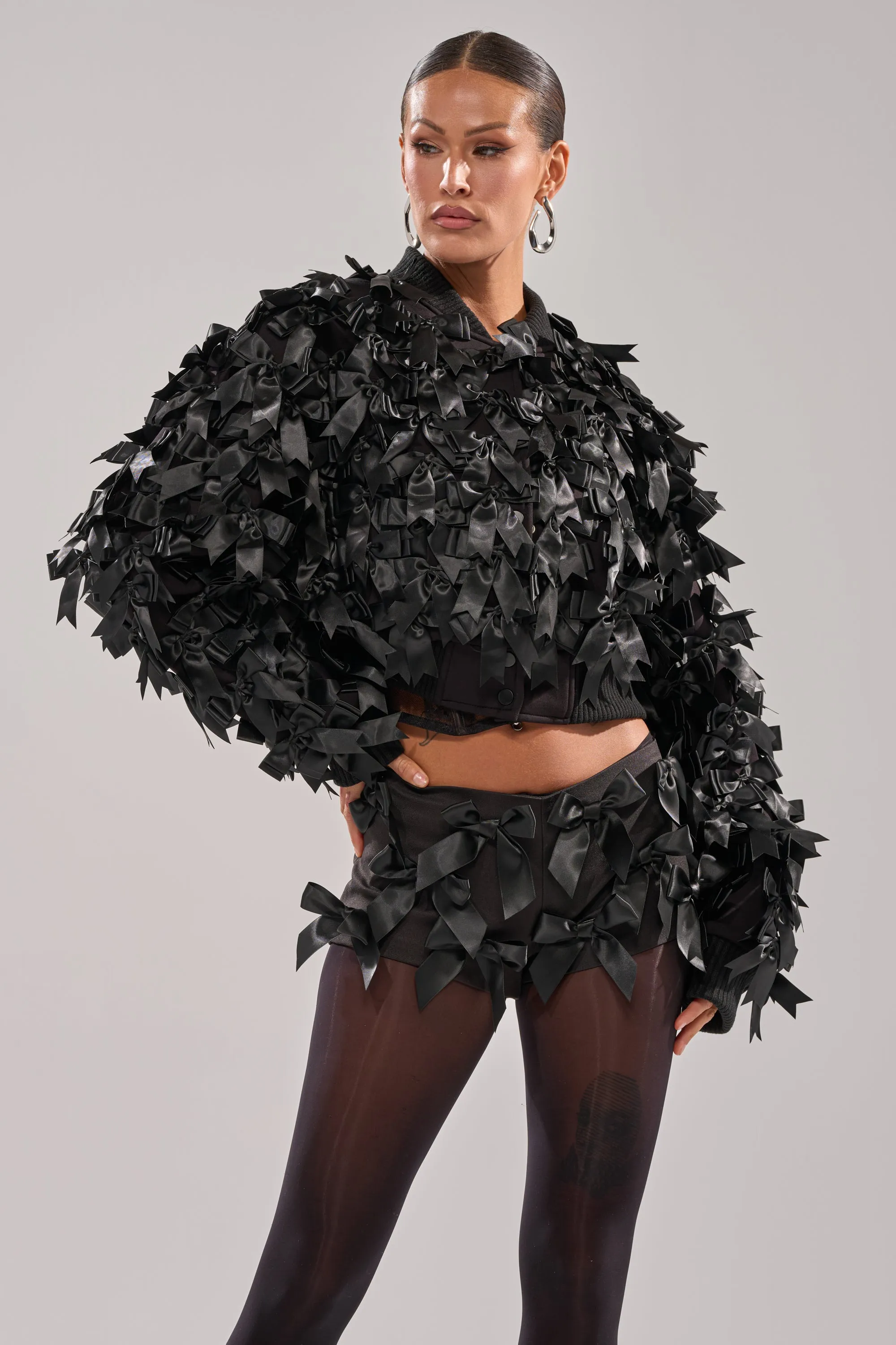 BOW DOWN SATIN BOMBER sold by AKIRA product image thumbnail 4