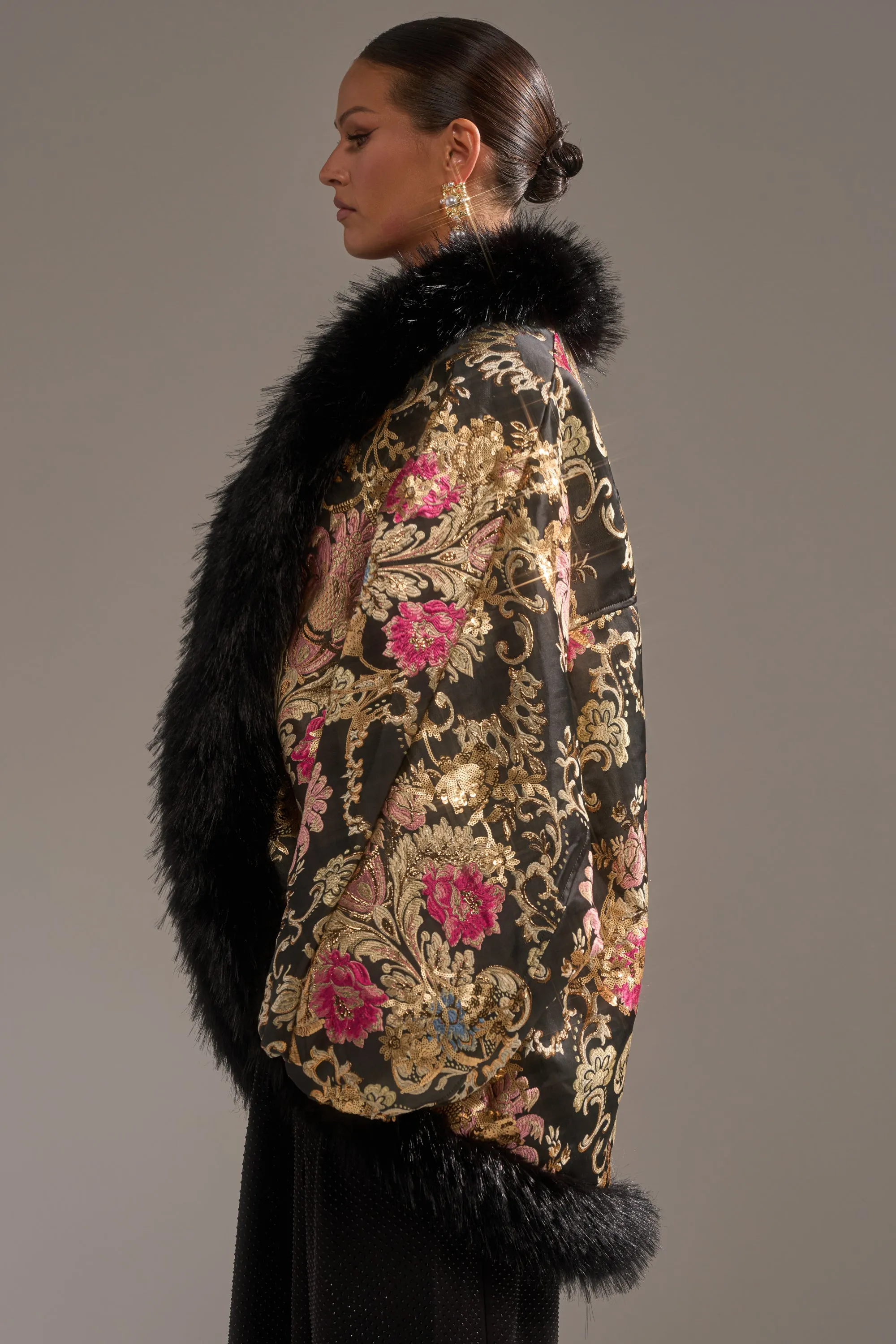 LOLA COCOON COAT IN BROCADE sold by AKIRA product image thumbnail 5