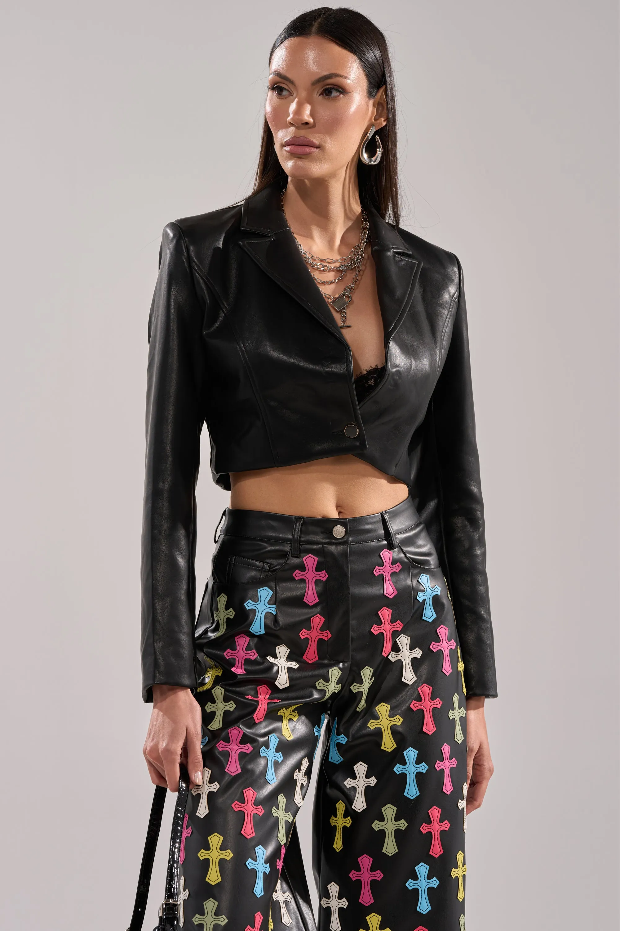 REAL ONE FAUX LEATHER BLAZER sold by AKIRA product image thumbnail 5