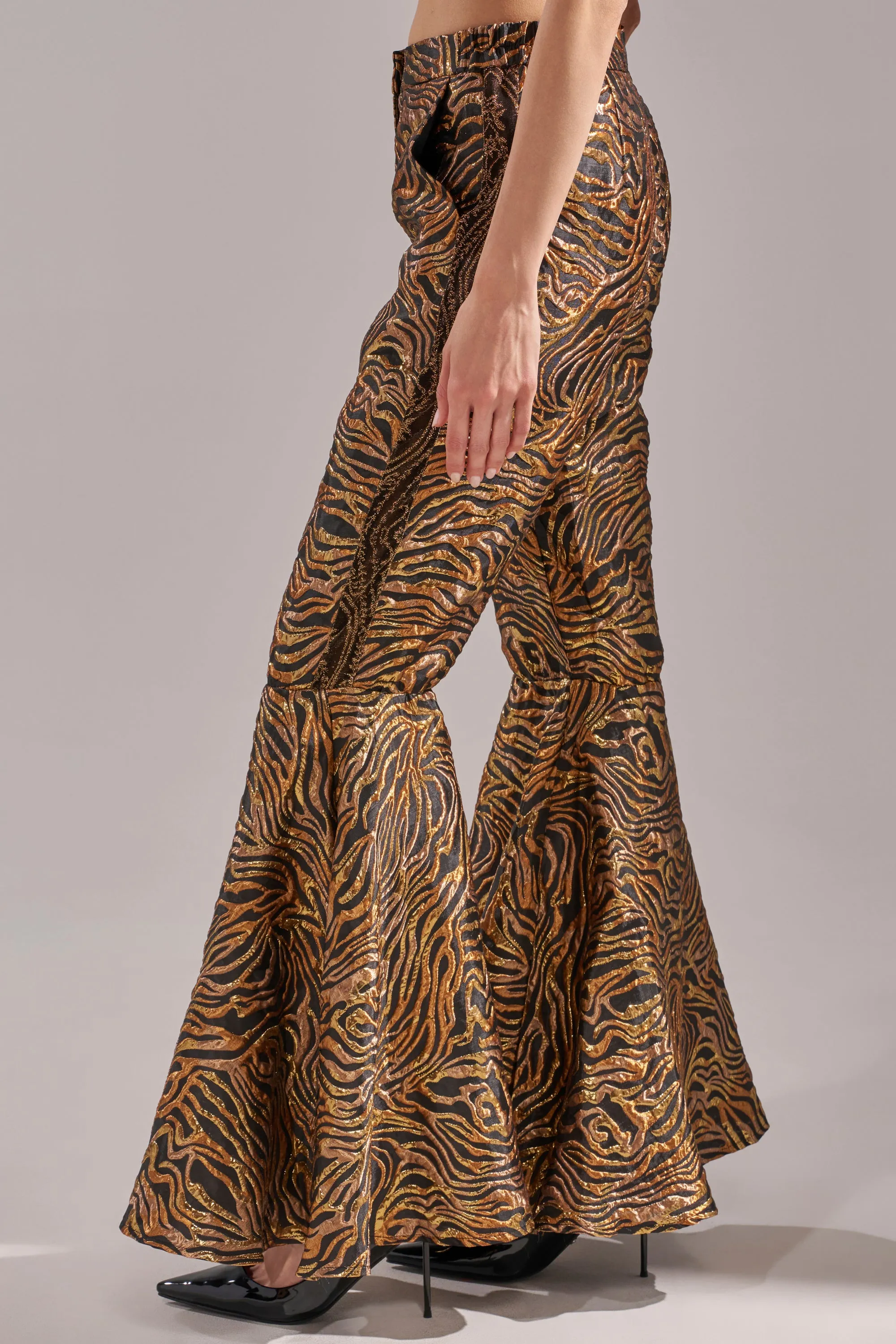 GET IN MOTION BROCADE FLARE TROUSER sold by AKIRA product image thumbnail 5