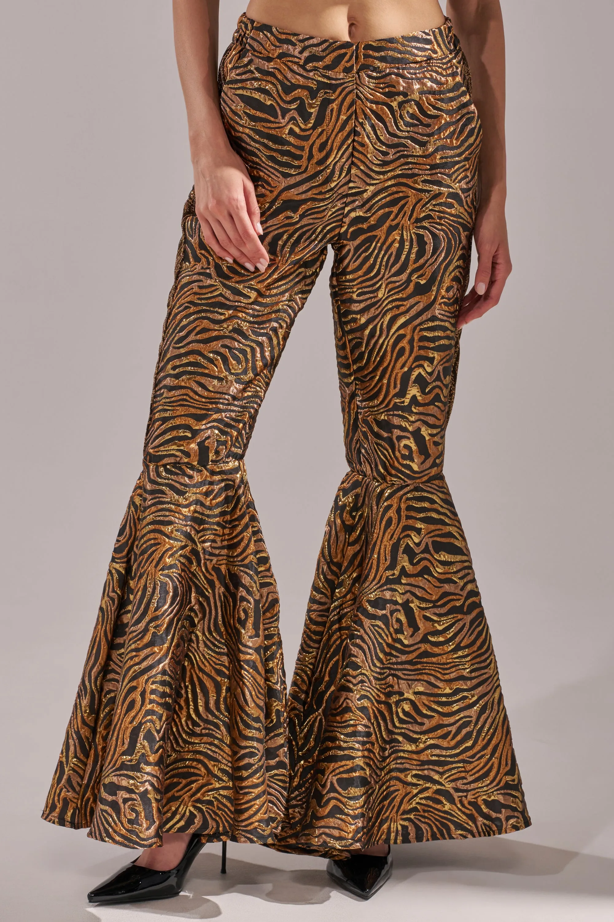 GET IN MOTION BROCADE FLARE TROUSER sold by AKIRA product image thumbnail 4