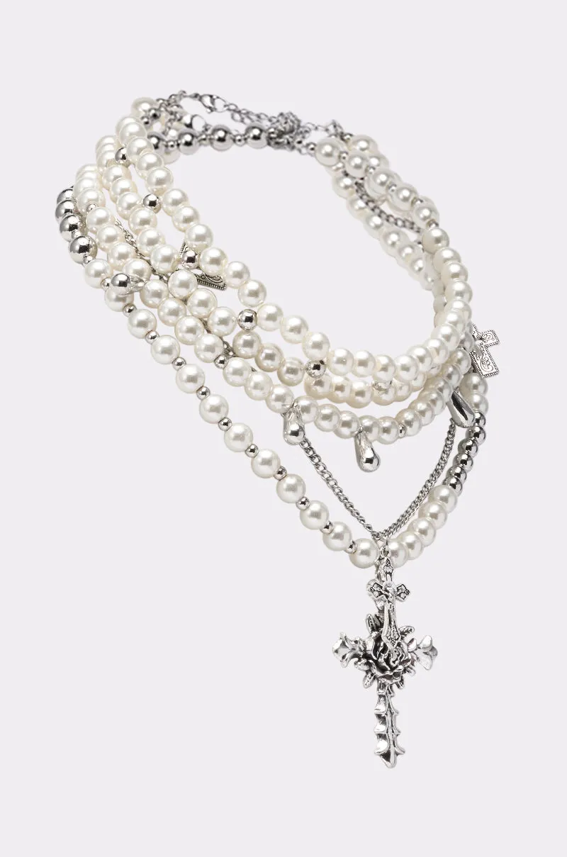 LAYERED UP CROSS NECKLACE sold by AKIRA product image thumbnail 3