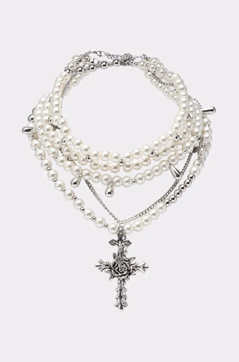 LAYERED UP CROSS NECKLACE sold by AKIRA product image thumbnail 2