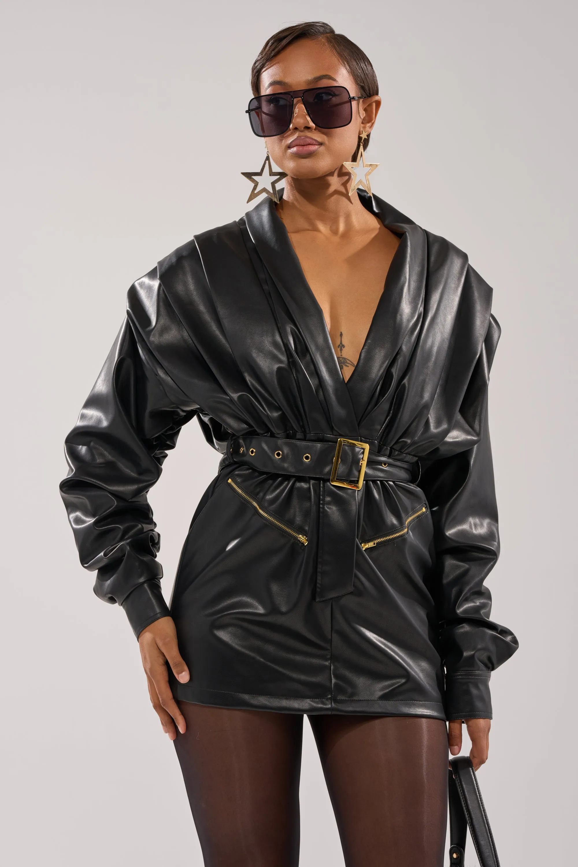 RIDE OR DIE FAUX LEATHER MINI DRESS sold by AKIRA