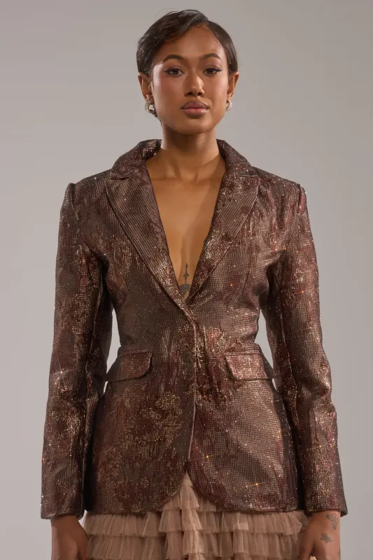CELESTE EMBELLISHED BROCADE BLAZER sold by AKIRA