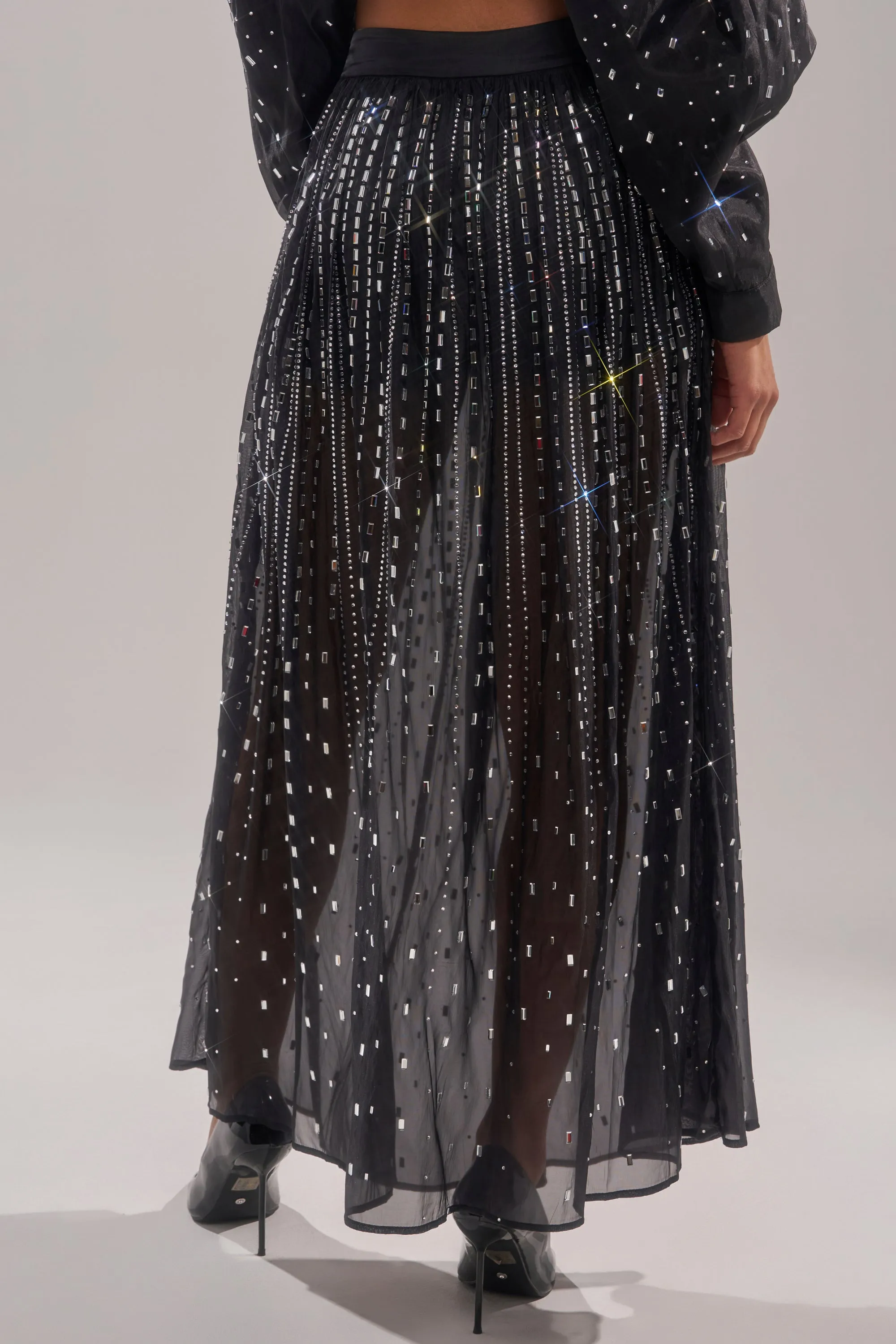 DANCING QUEEN RHINESTONE MESH MAXI SKIRT sold by AKIRA product image thumbnail 5