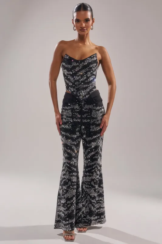 TIME TO CELEBRATE AND DANCE RHINESTONE TROUSER sold by AKIRA