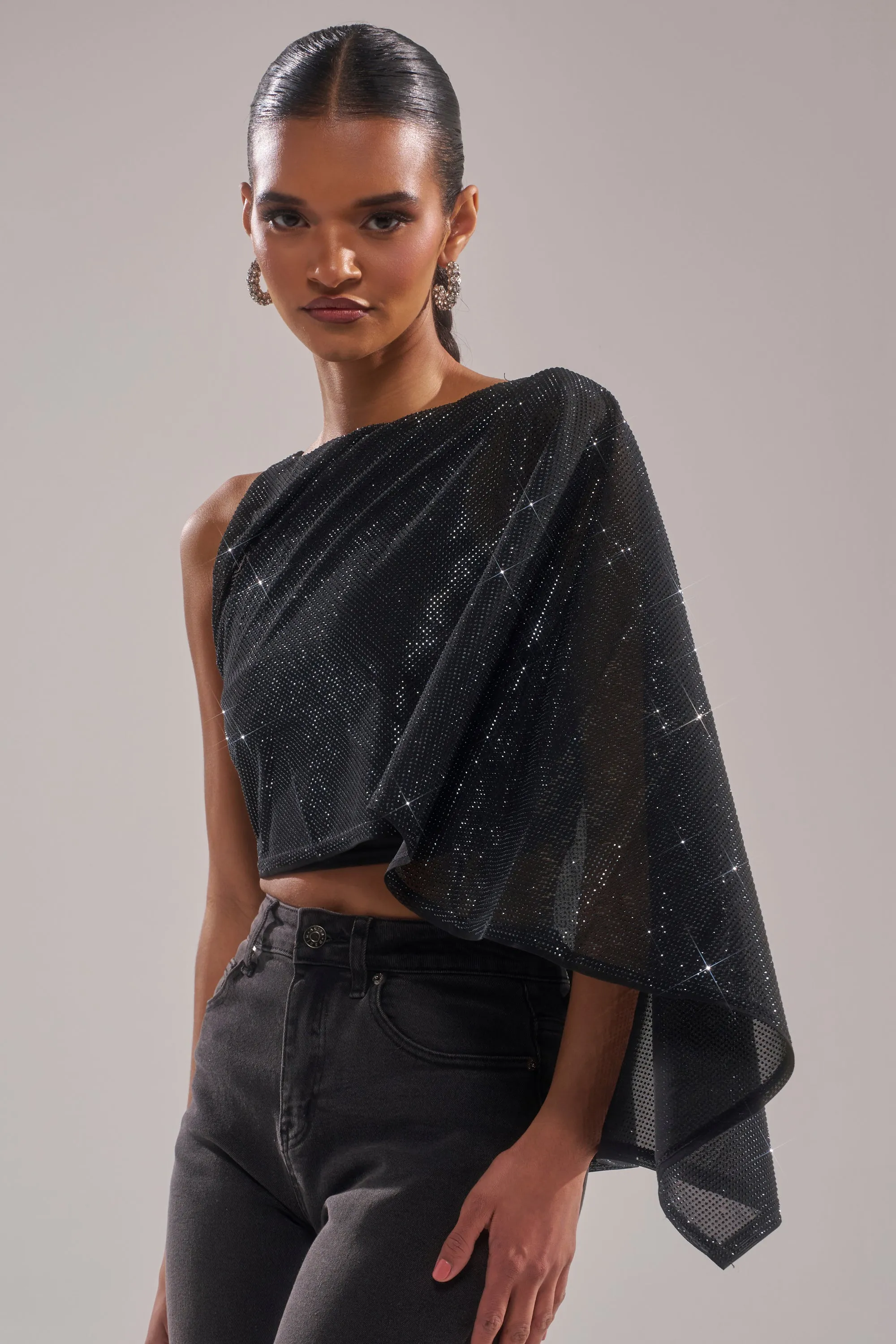 TOO HOT FOR YOU RHINESTONE MESH TOP sold by AKIRA product image thumbnail 3