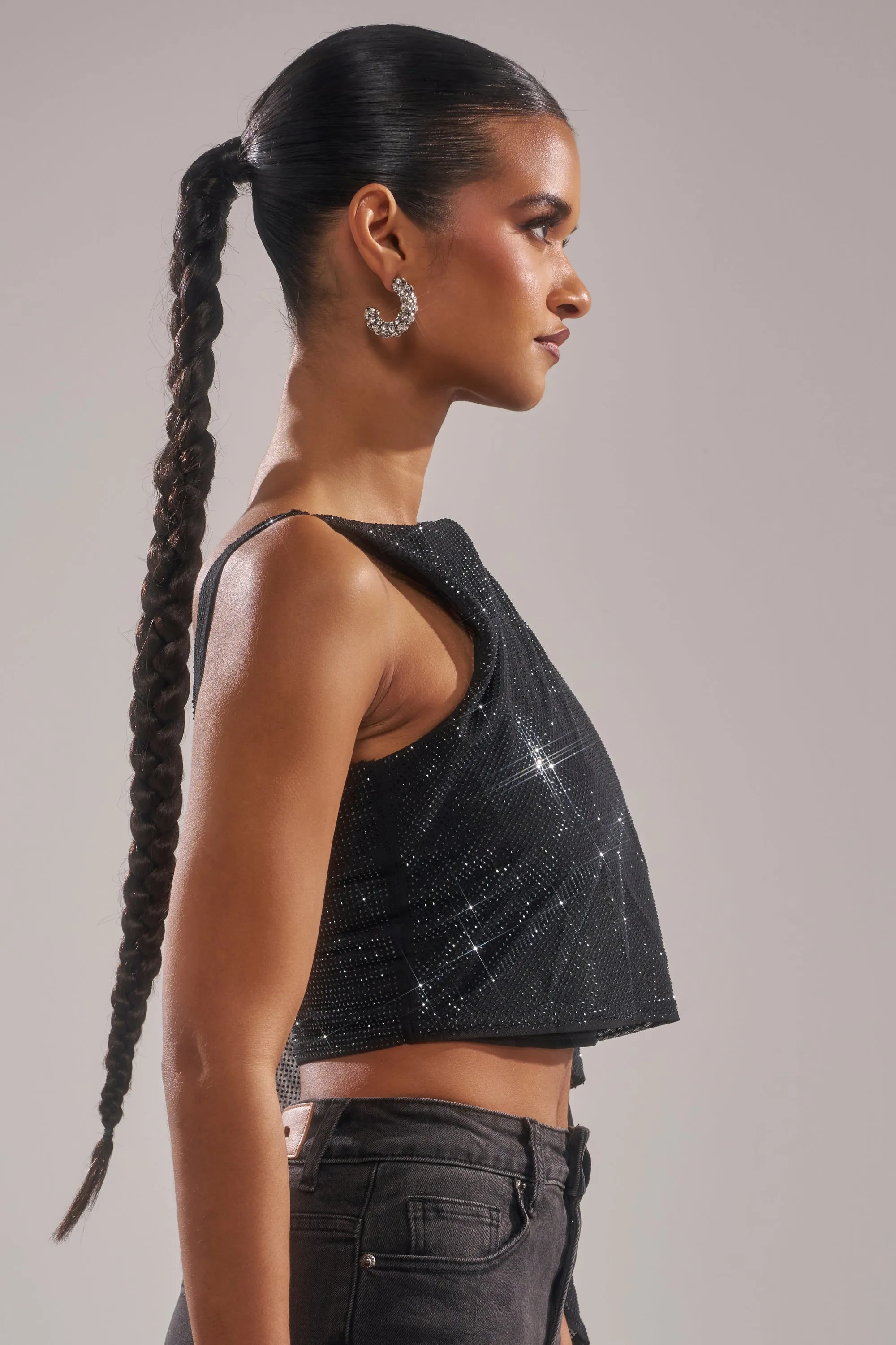 TOO HOT FOR YOU RHINESTONE MESH TOP sold by AKIRA product image thumbnail 4