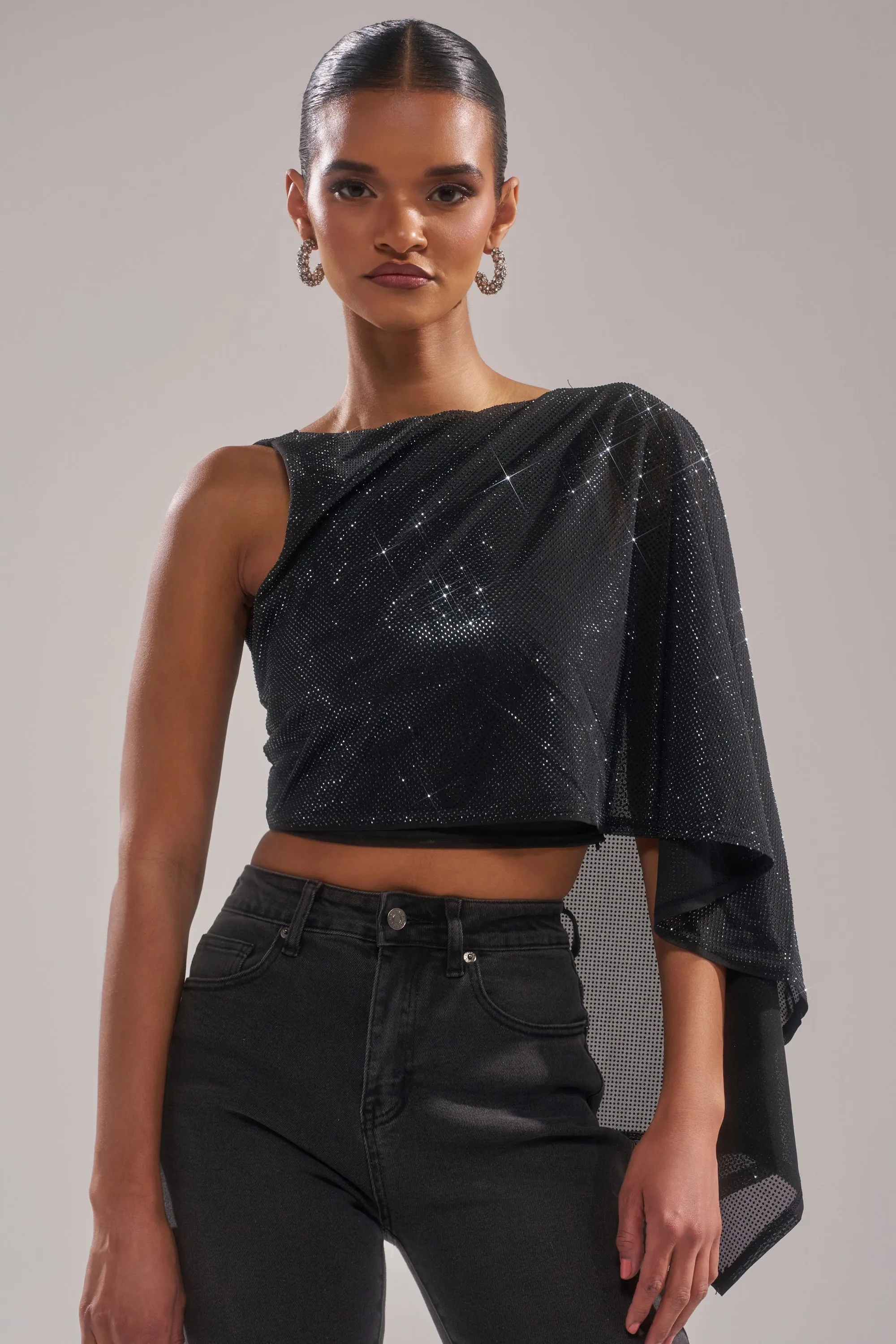 TOO HOT FOR YOU RHINESTONE MESH TOP sold by AKIRA product image thumbnail 2