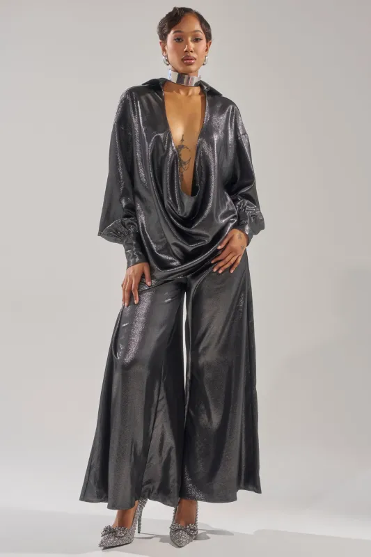 MELINIA METALLIC WIDE LEG PANT sold by AKIRA