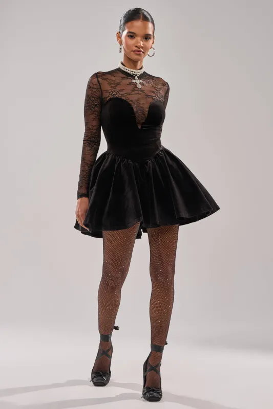 DRESSED TO IMPRESS LACE MINI DRESS sold by AKIRA