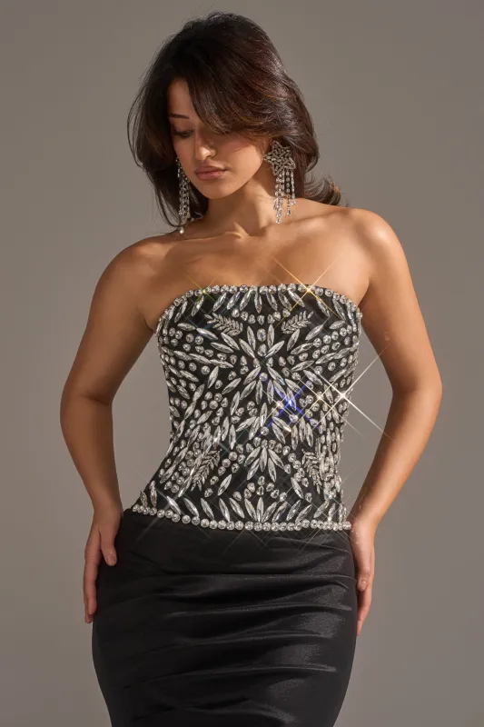 QUEEN OF THE NIGHT RHINESTONE CORSET sold by AKIRA