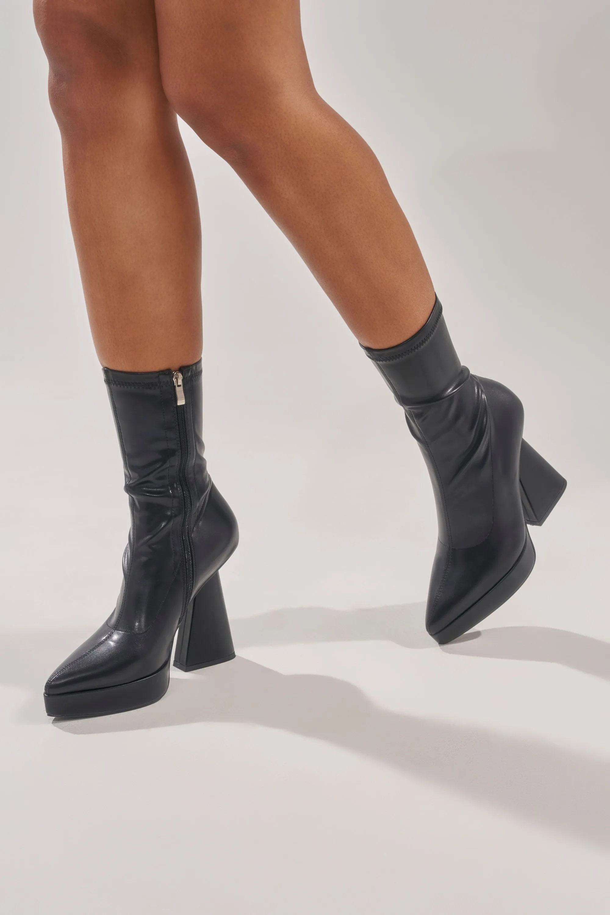 AZALEA WANG SAXTON BLACK PU CHUNKY POINTED TOE BOOTIE sold by AKIRA product image thumbnail 4