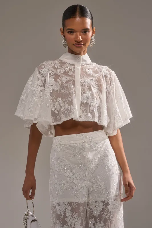 EVA LACE SHORT SLEEVE BUTTON DOWN sold by AKIRA