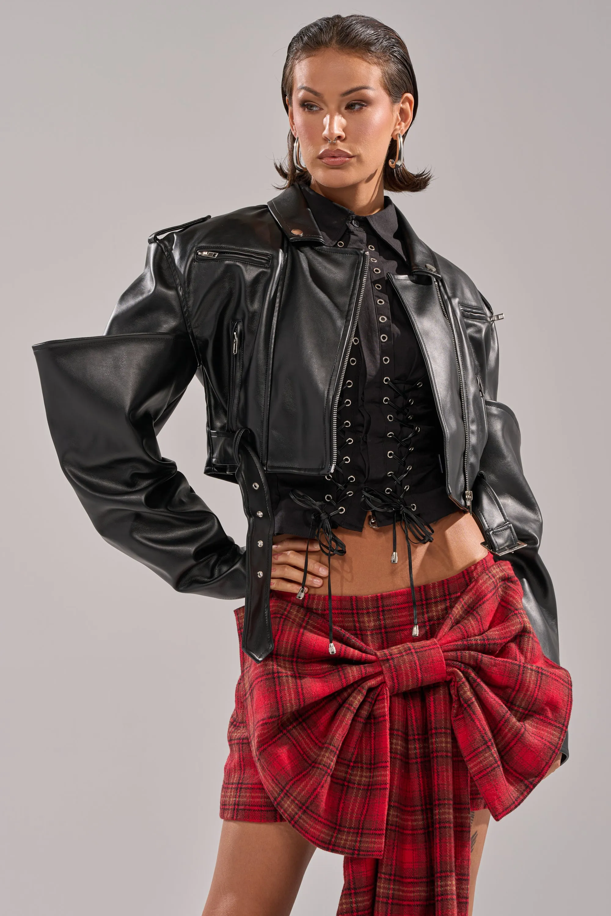 STACK IT UP CROPPED MOTO sold by AKIRA product image thumbnail 2