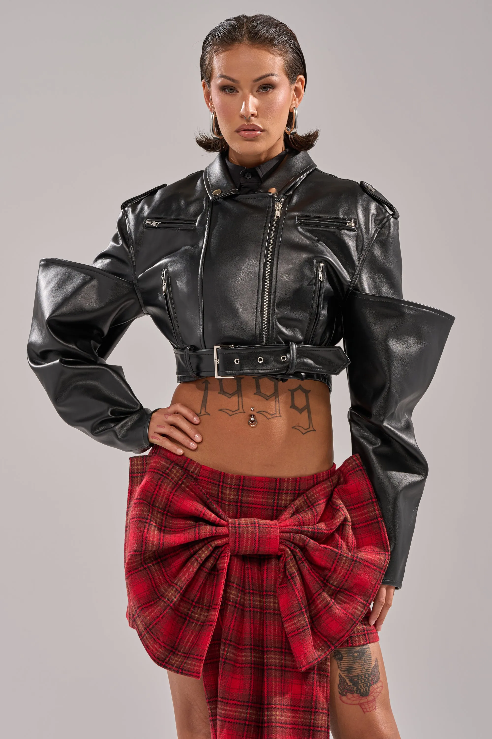 STACK IT UP CROPPED MOTO sold by AKIRA