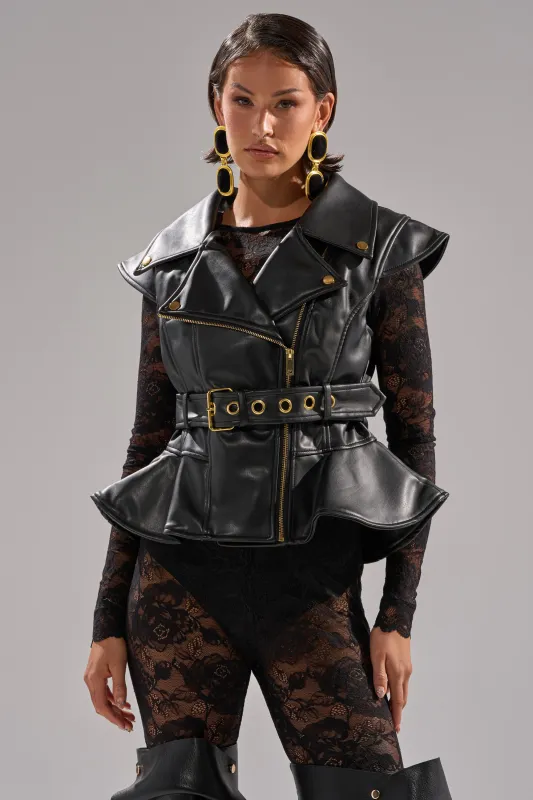 PEP IN MY STEP LEATHER VEST sold by AKIRA