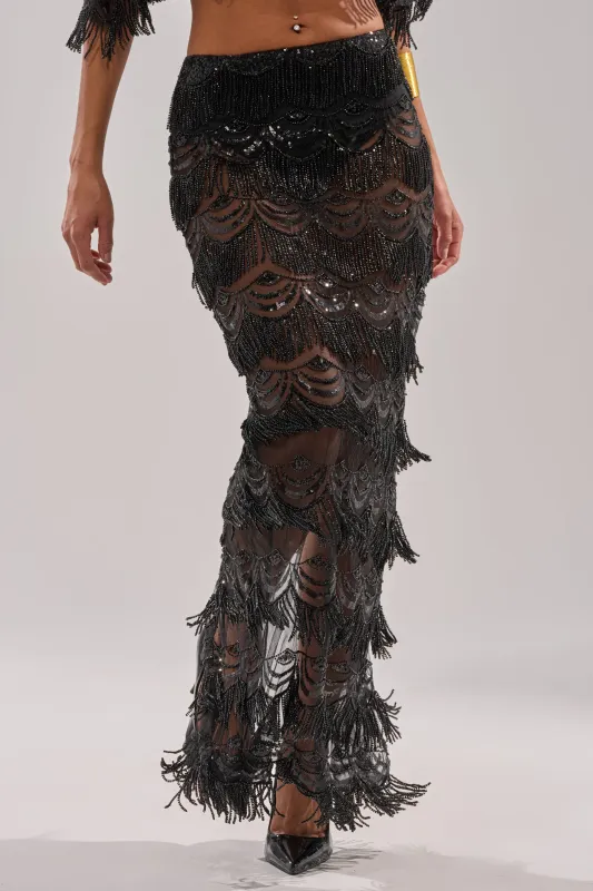 STAR OF THE NIGHT MAXI SKIRT sold by AKIRA