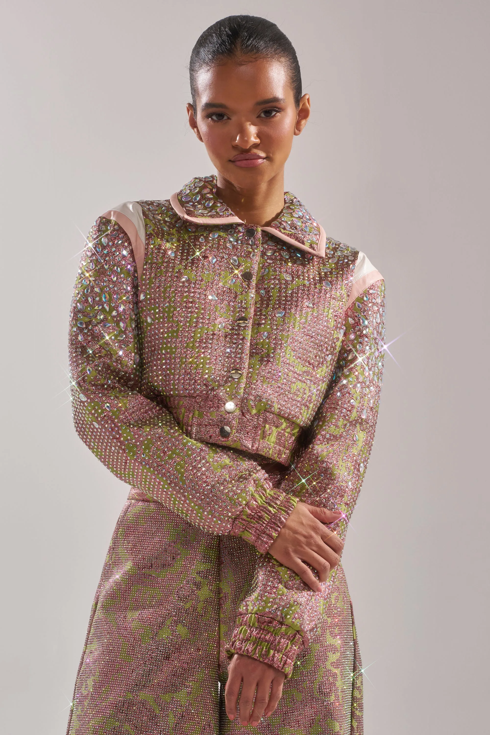 TIME AND TIME AGAIN RHINESTONE BOMBER sold by AKIRA product image thumbnail 5