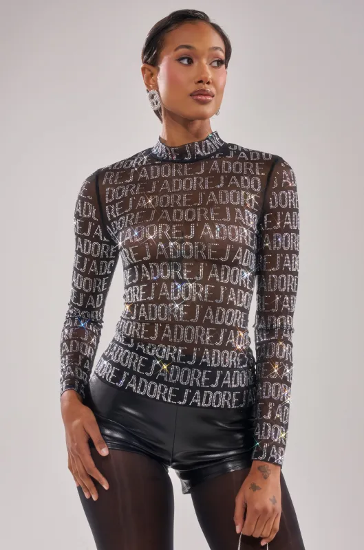 J'ADORE EMBELLISHED MESH TOP sold by AKIRA