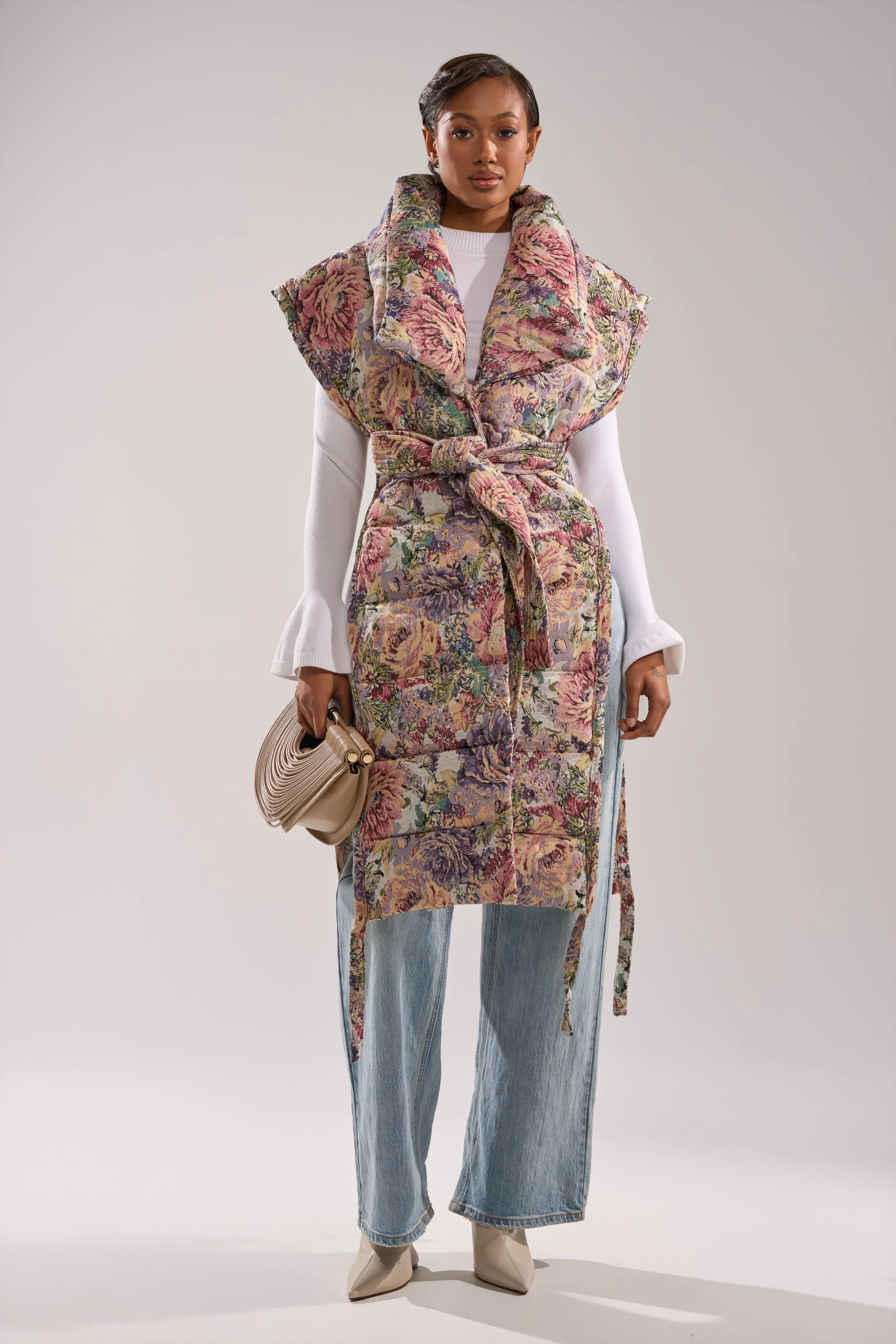 PILOT JONES LONGLINE PUFFER VEST IN TAPESTRY sold by AKIRA product image thumbnail 5