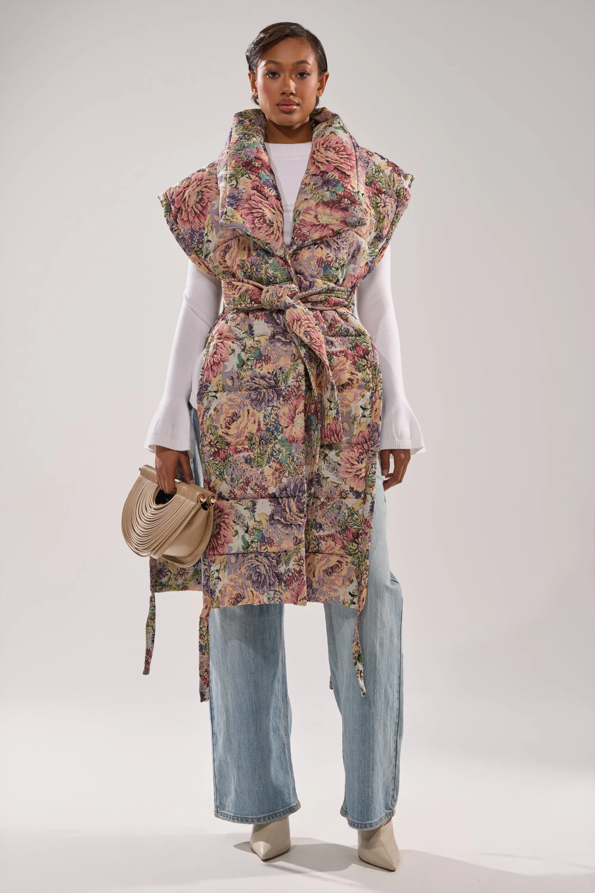 PILOT JONES LONGLINE PUFFER VEST IN TAPESTRY sold by AKIRA product image thumbnail 2