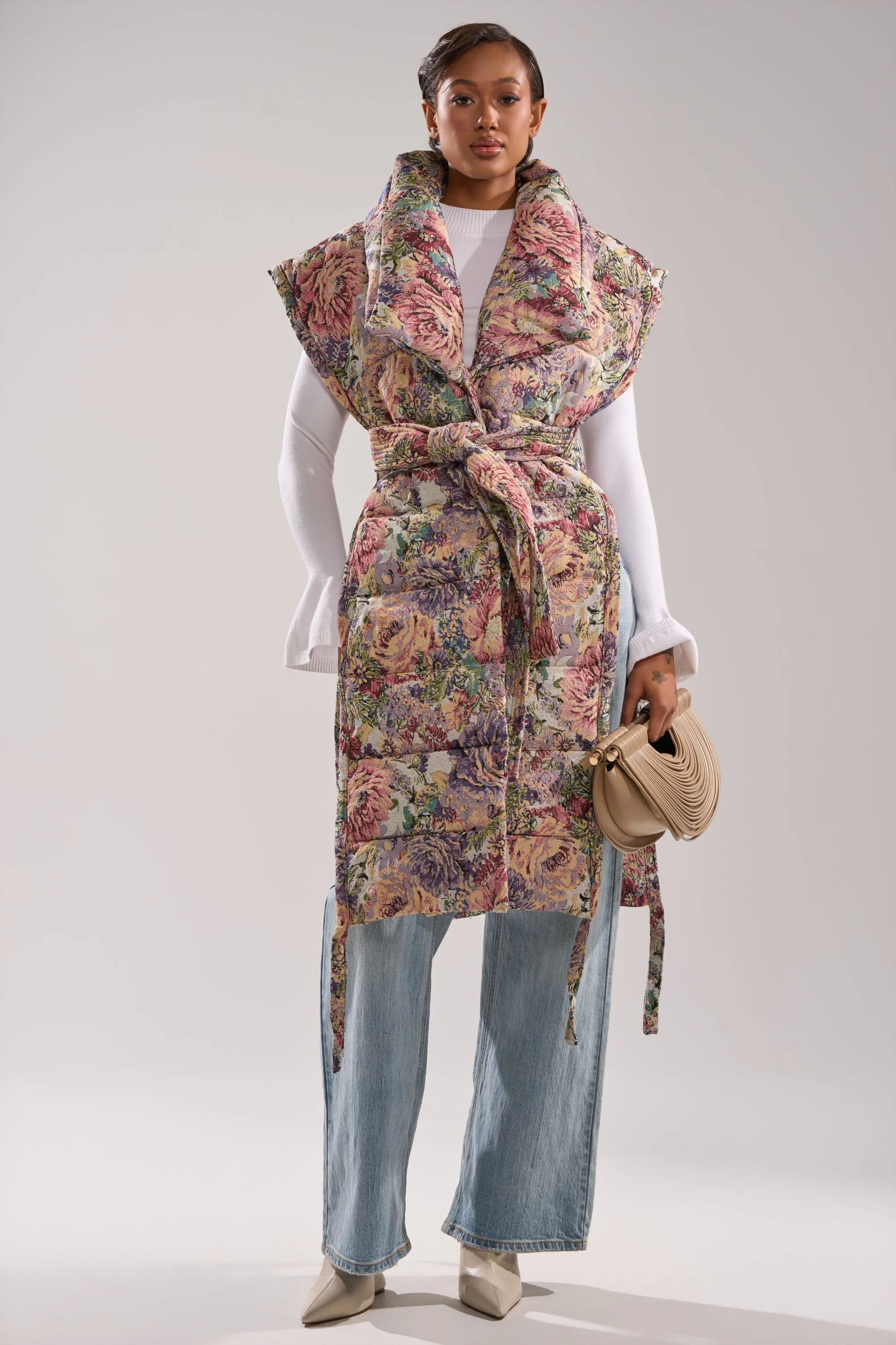 PILOT JONES LONGLINE PUFFER VEST IN TAPESTRY sold by AKIRA product image thumbnail 4