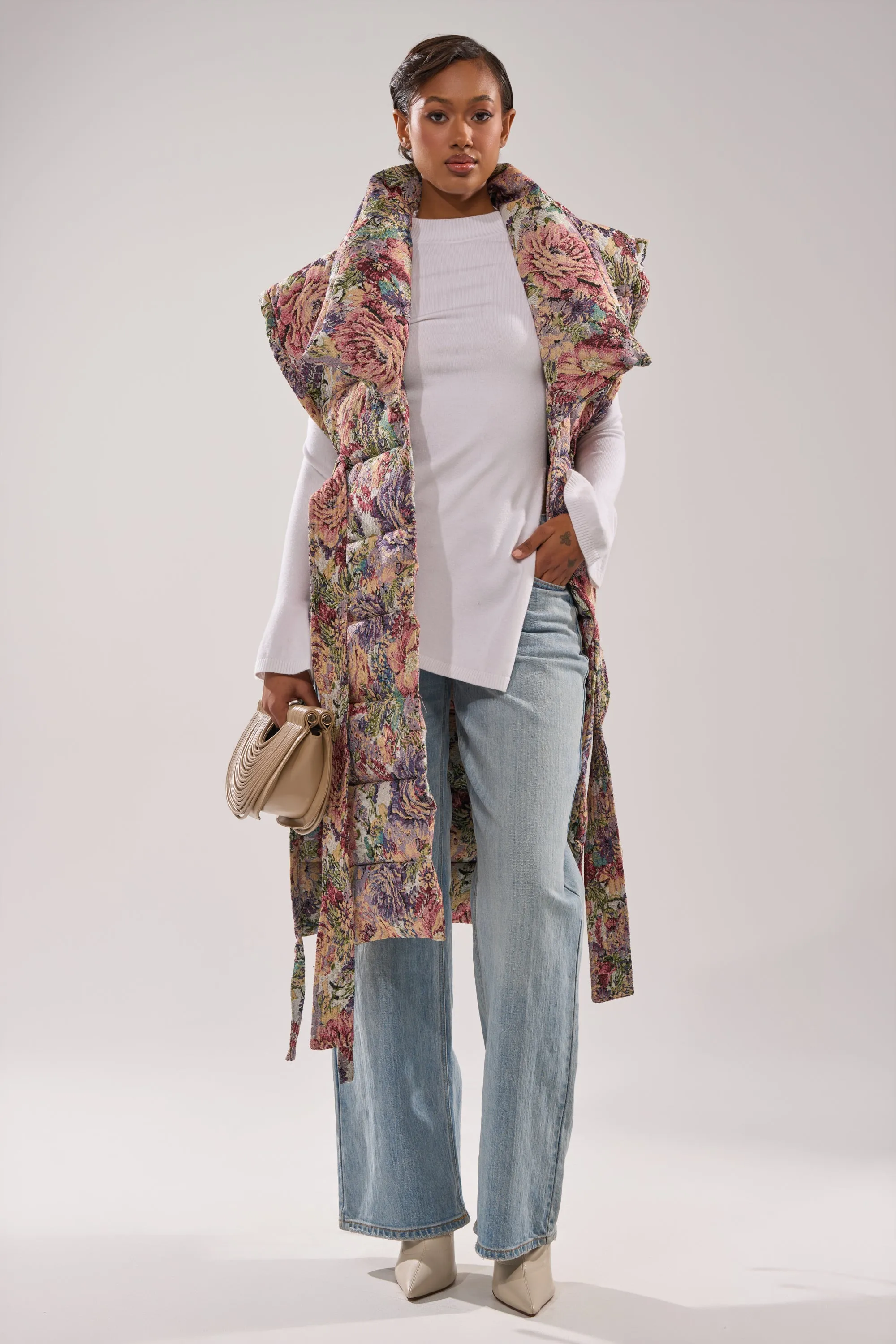 PILOT JONES LONGLINE PUFFER VEST IN TAPESTRY sold by AKIRA product image thumbnail 3