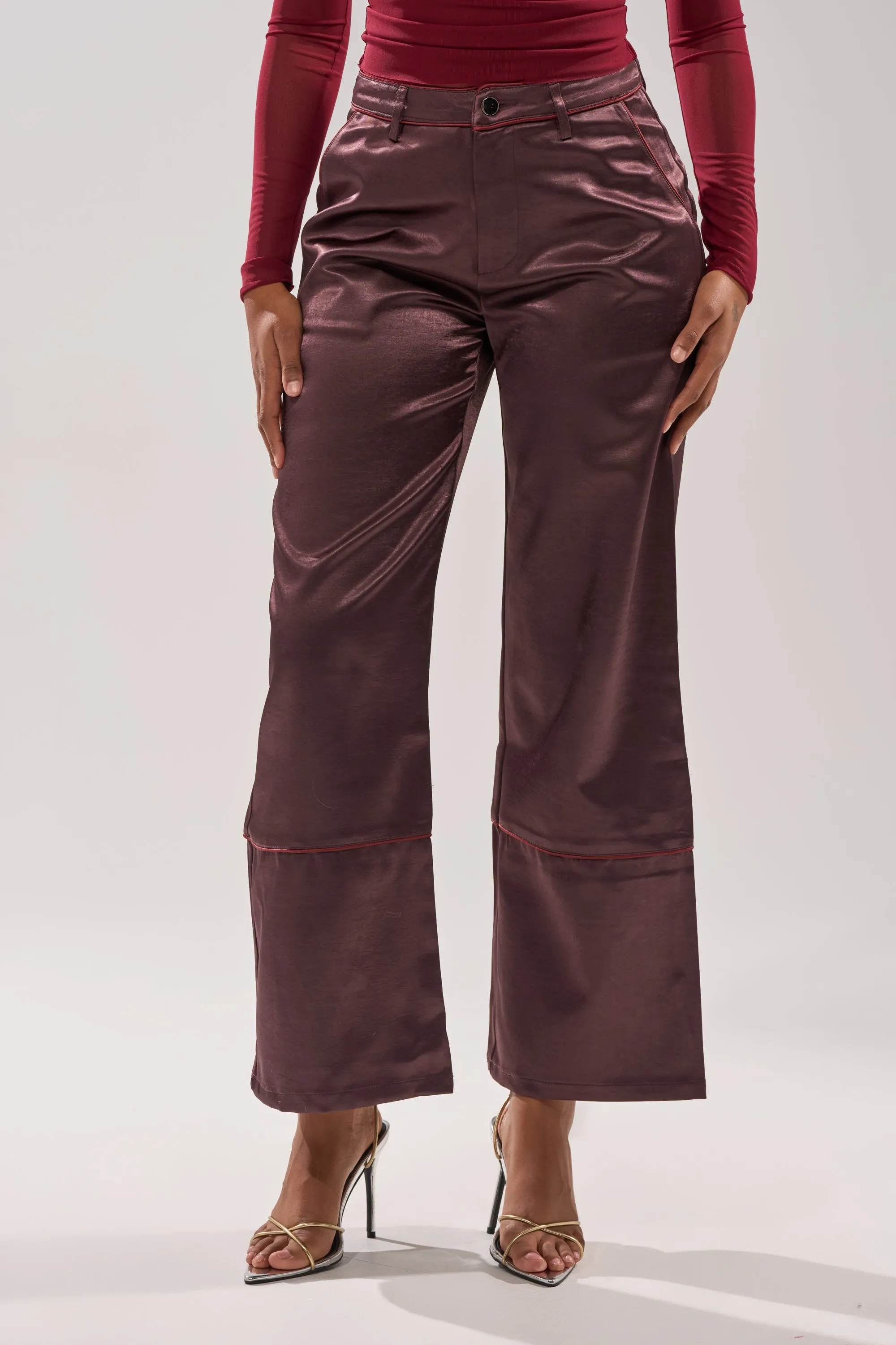 SLOW DOWN SATIN TROUSER sold by AKIRA product image thumbnail 3
